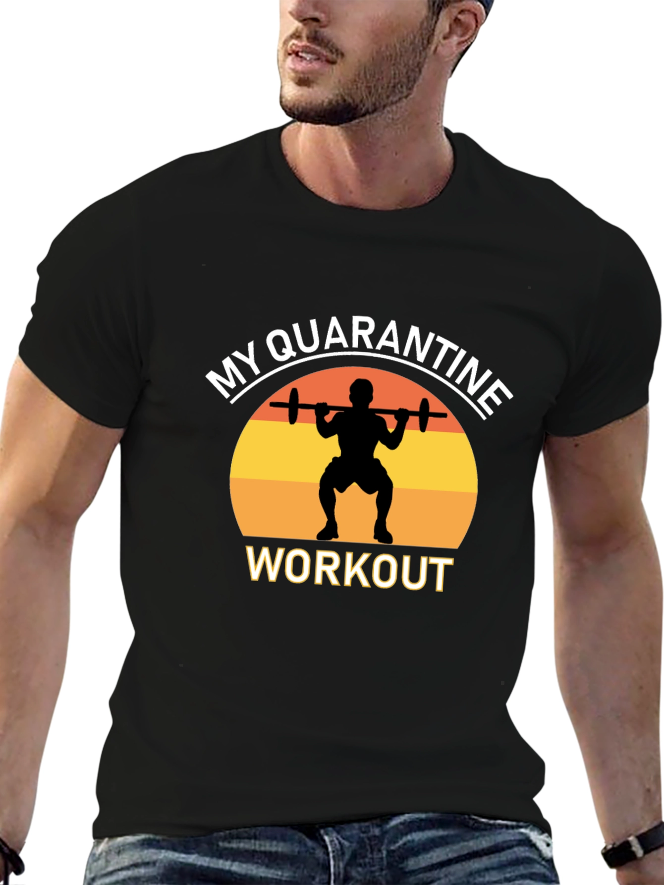 My Quarantine Workout Black Graphic T-Shirt