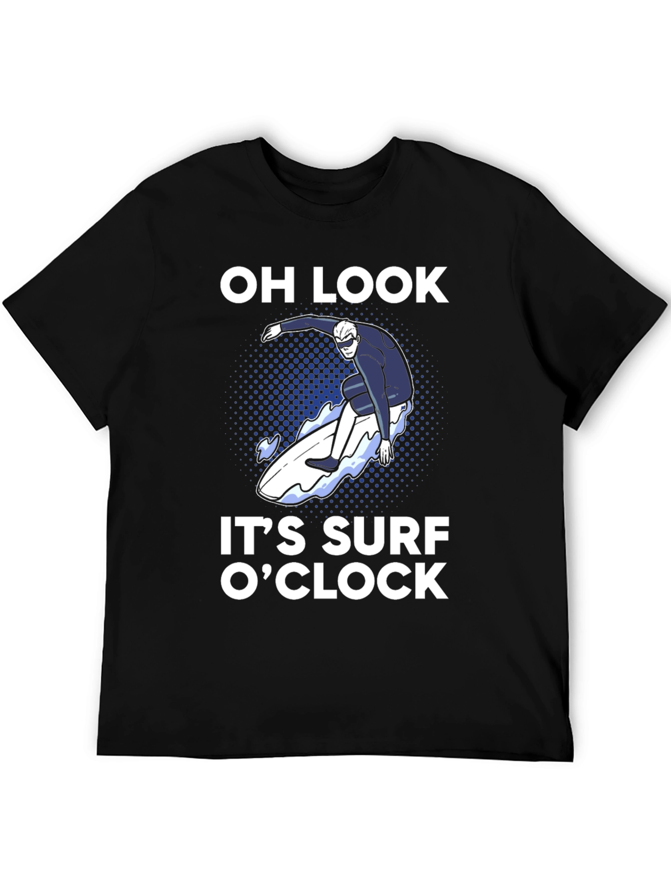 Surf OClock Graphic Tee - Mens Black Cotton T-Shirt