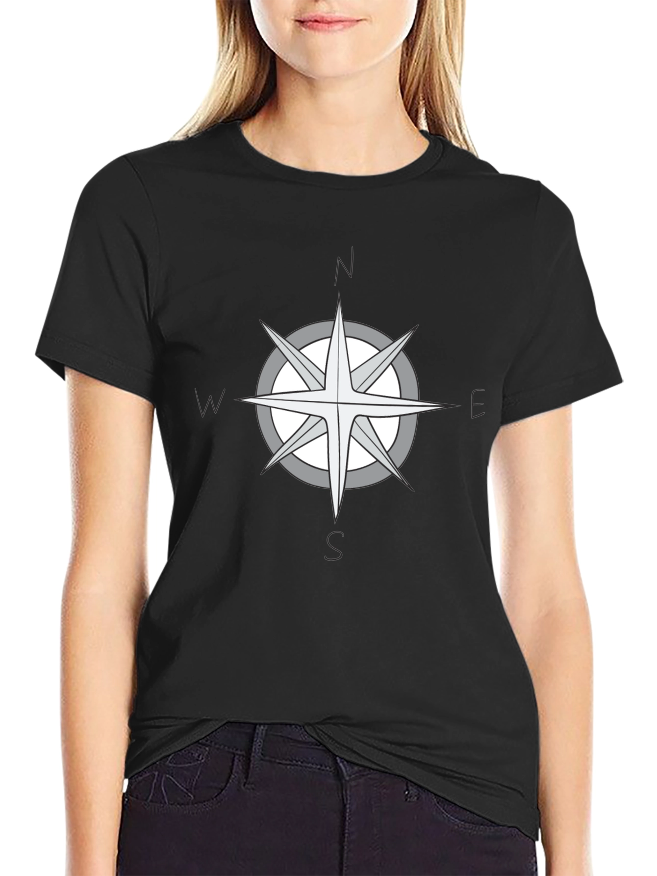 Compass Rose Graphic Black T-Shirt