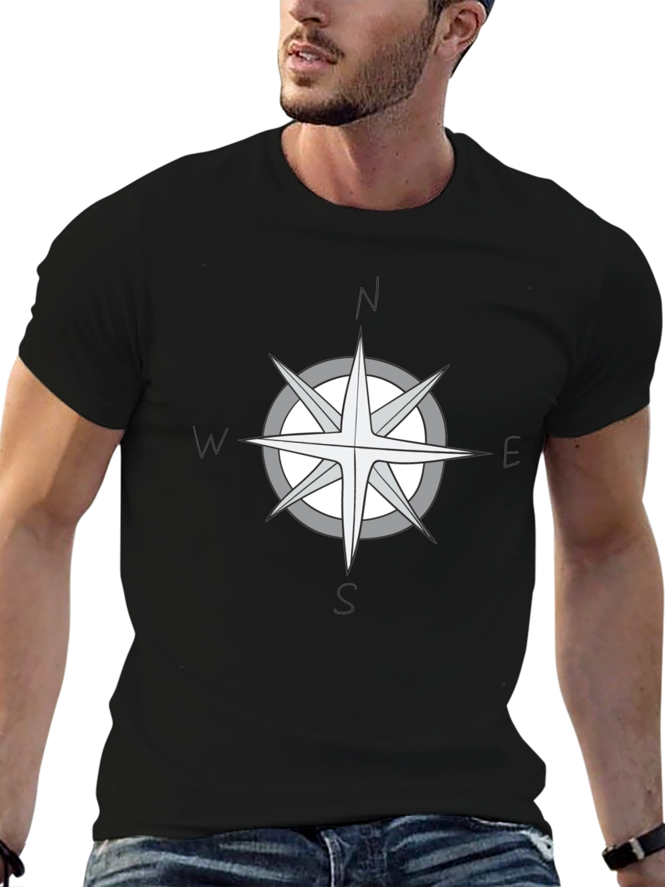 Compass Rose Graphic Black T-Shirt