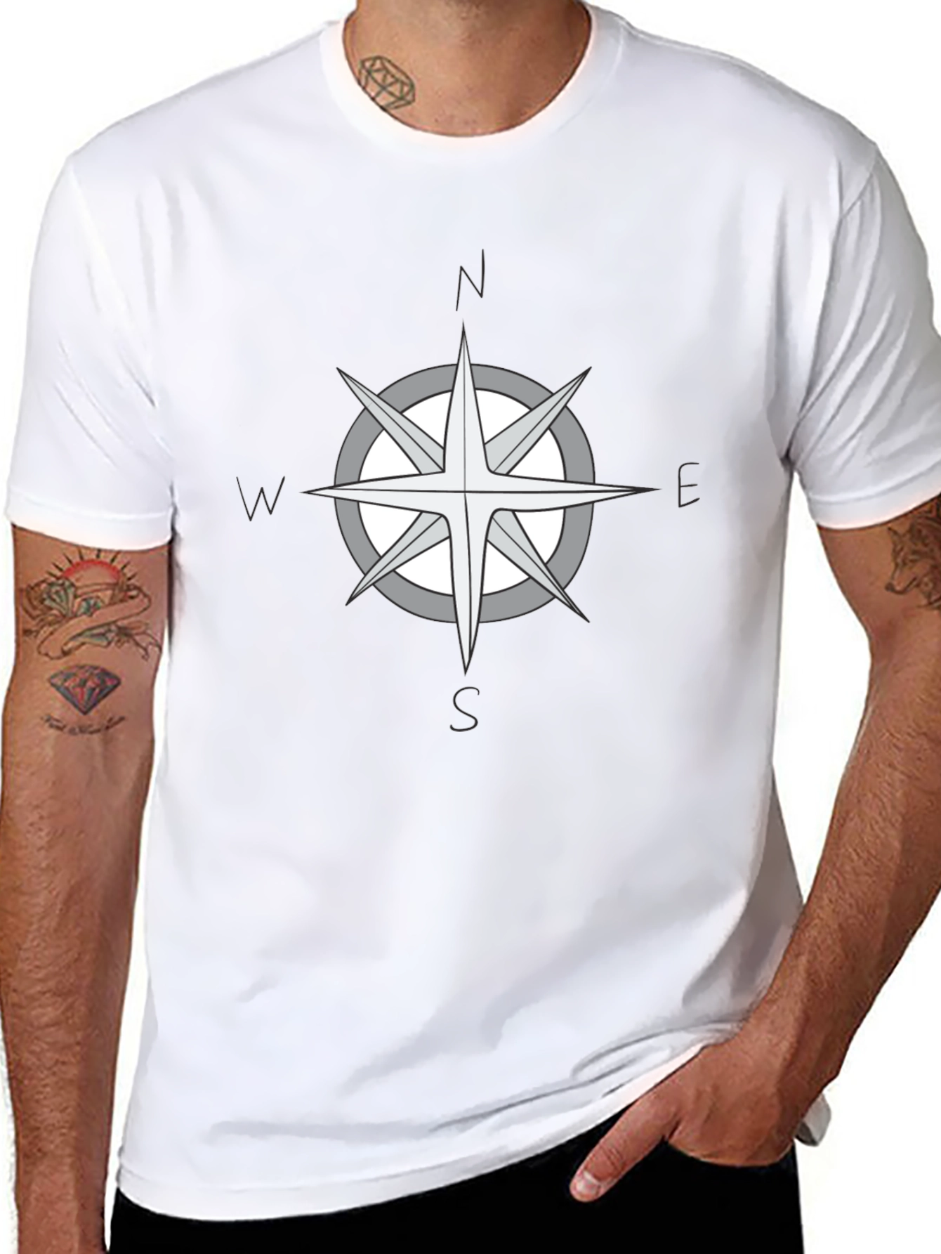 Compass Rose Graphic Black T-Shirt