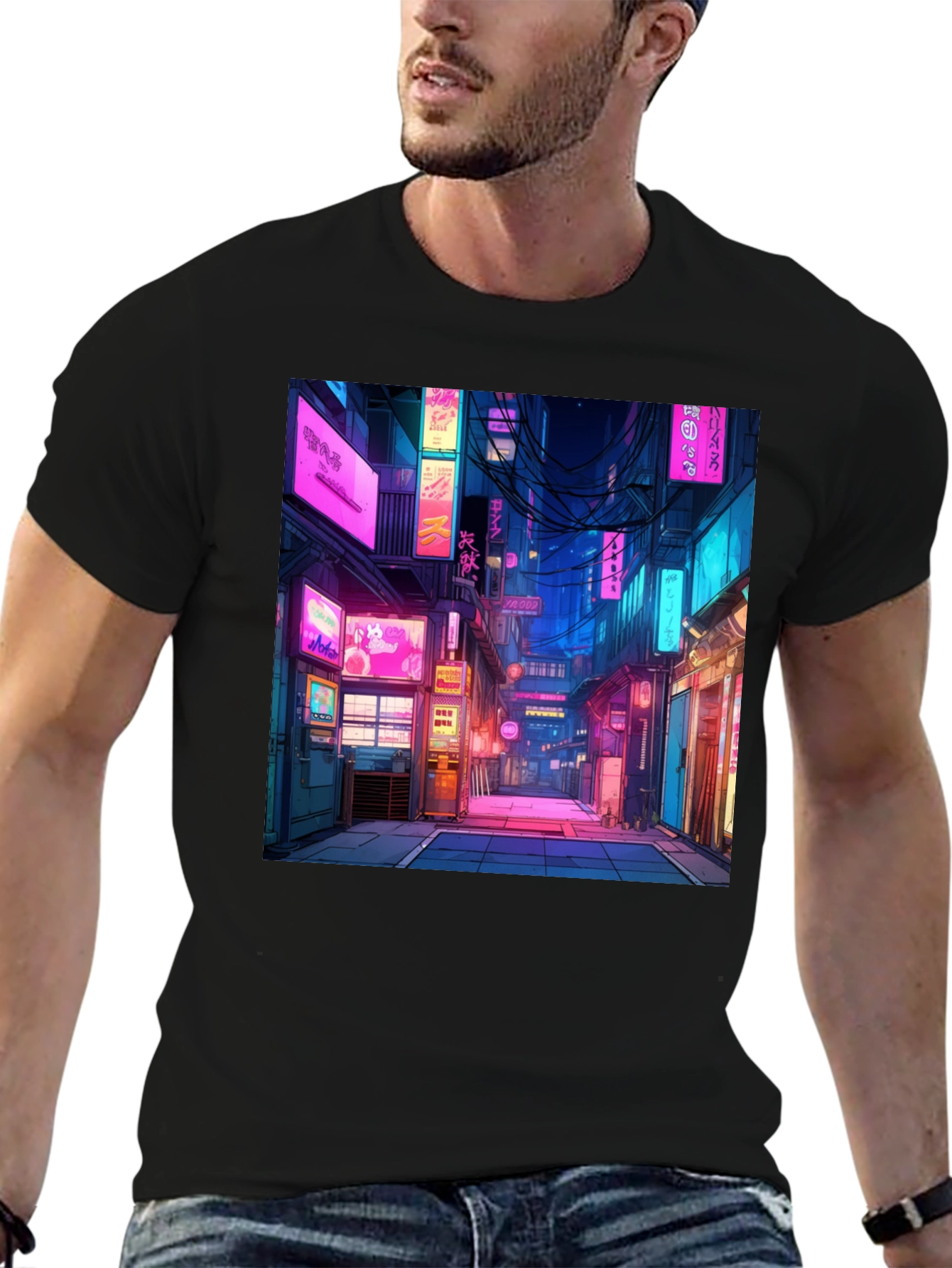 Cyberpunk Anime Cityscape Graphic Tee