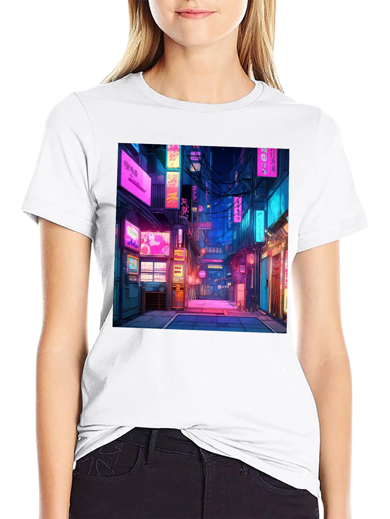Cyberpunk Anime Cityscape Graphic Tee