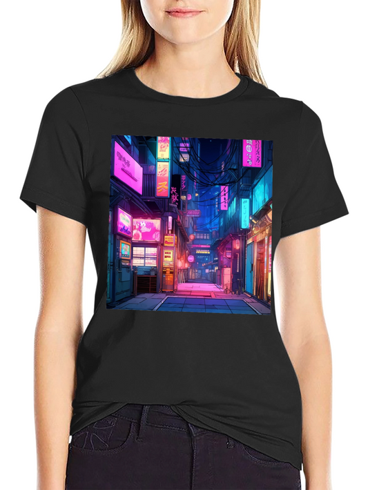 Cyberpunk Anime Cityscape Graphic Tee