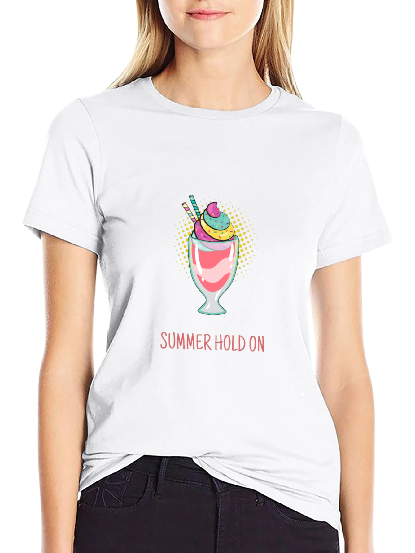 Summer Hold On Graphic Tee - Trendy Black T-Shirt