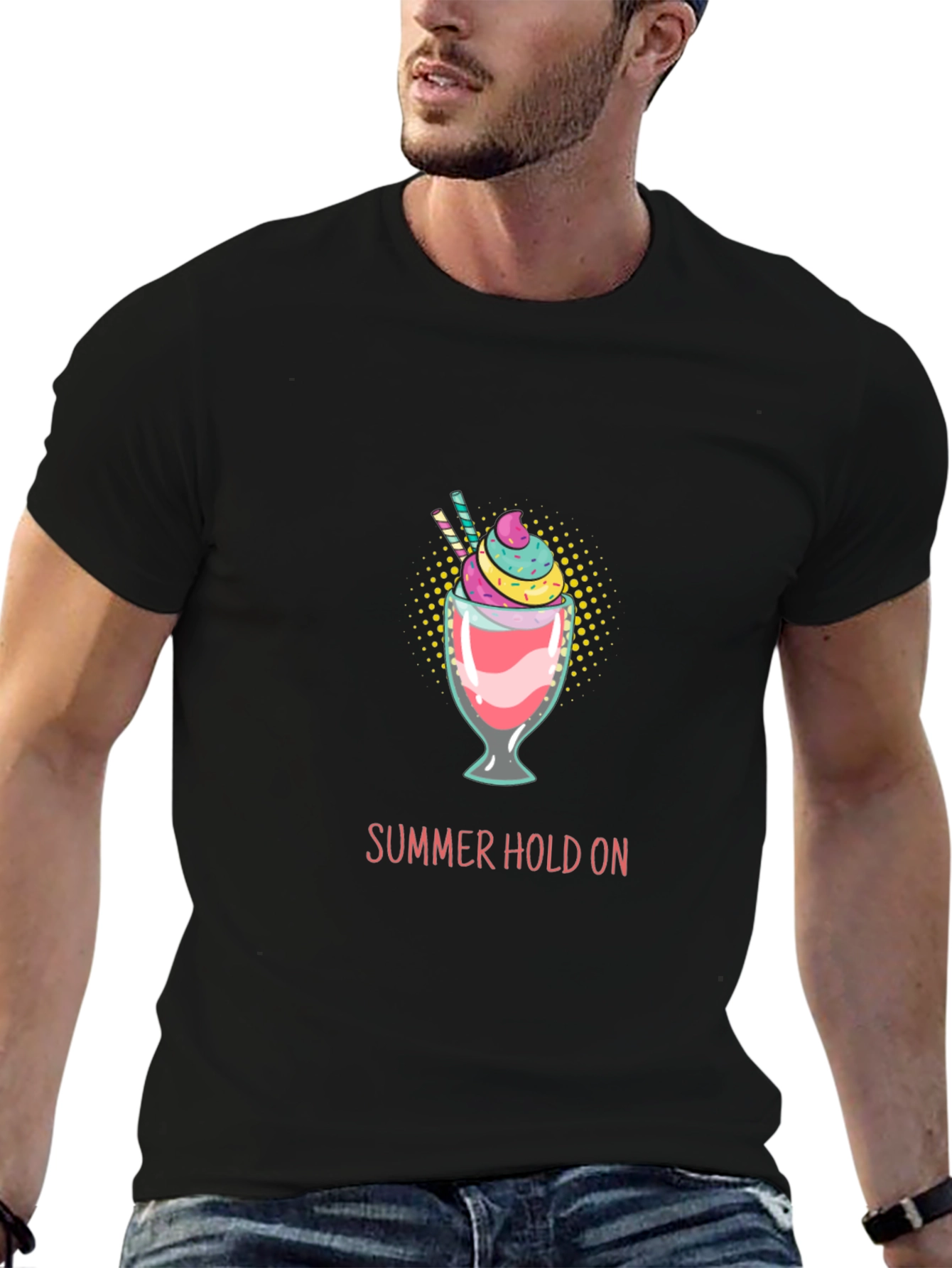 Summer Hold On Graphic Tee - Trendy Black T-Shirt