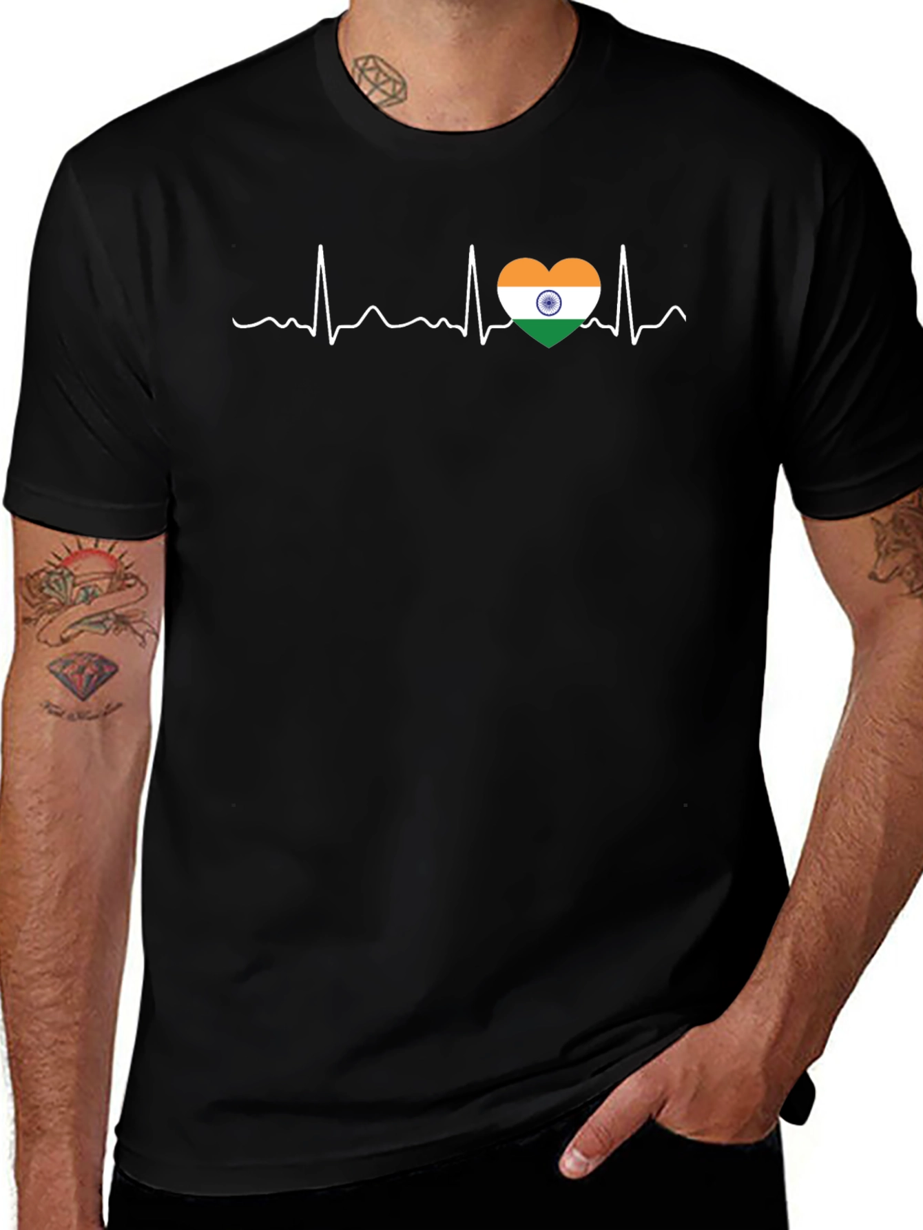 India Flag Heartbeat T-Shirt