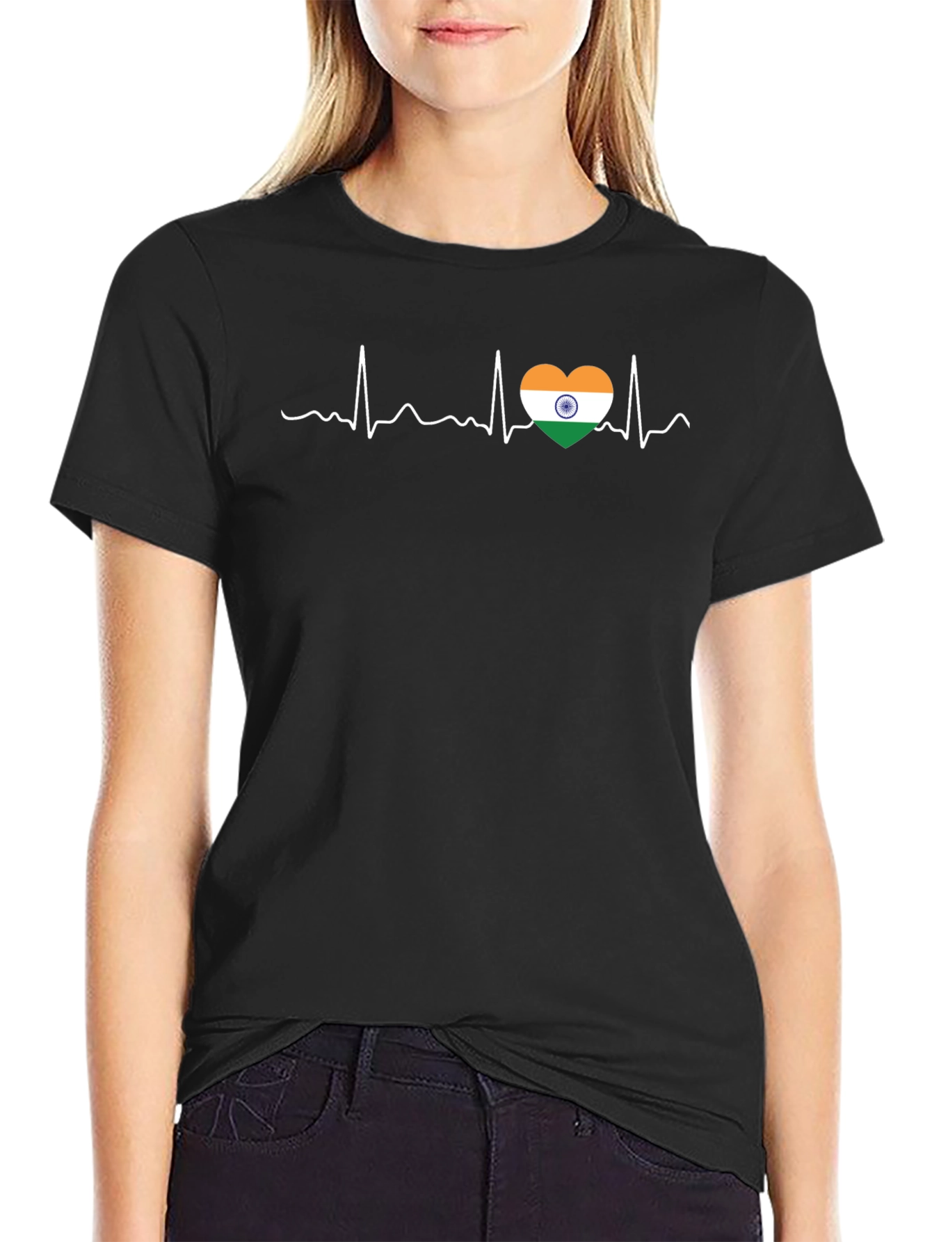 India Flag Heartbeat T-Shirt
