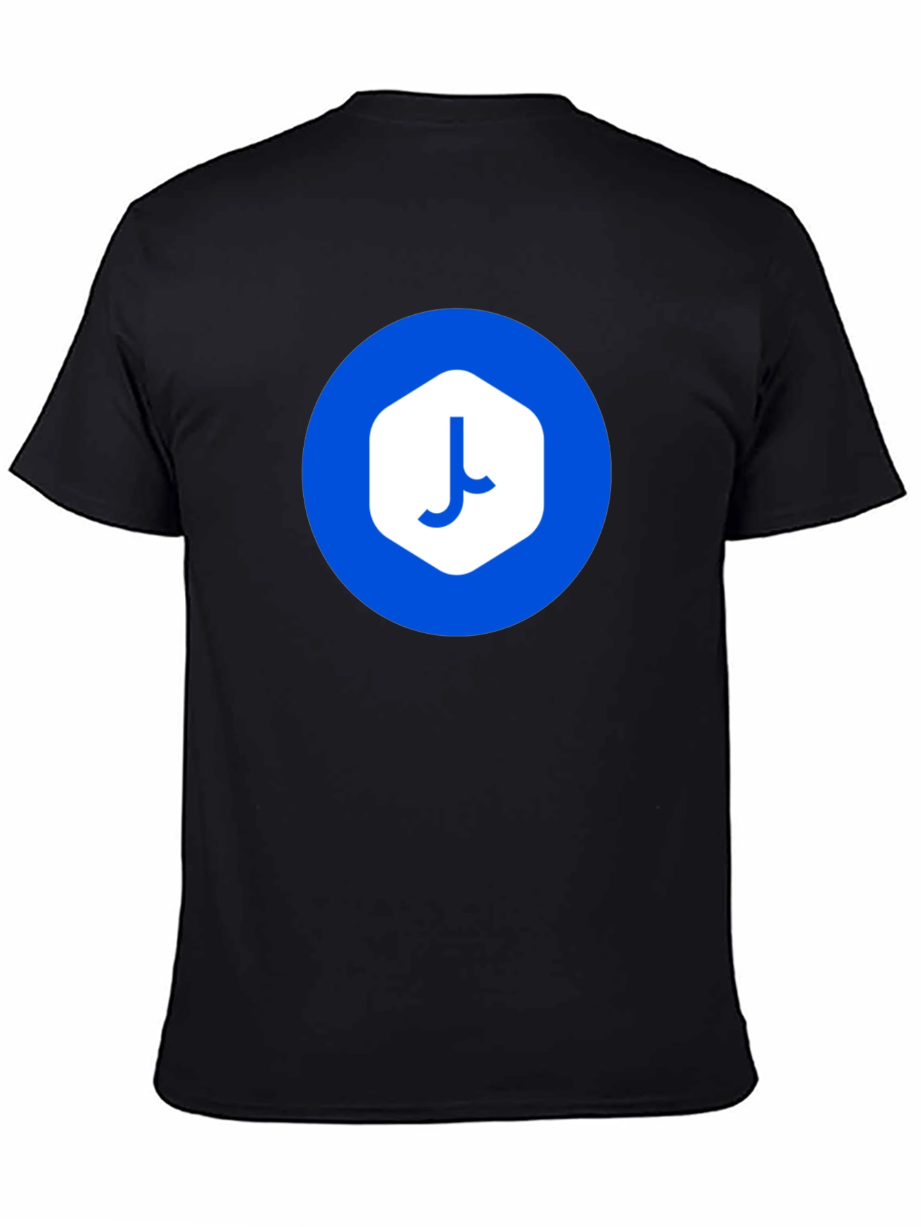 Modern Black T-Shirt with Abstract Blue Logo