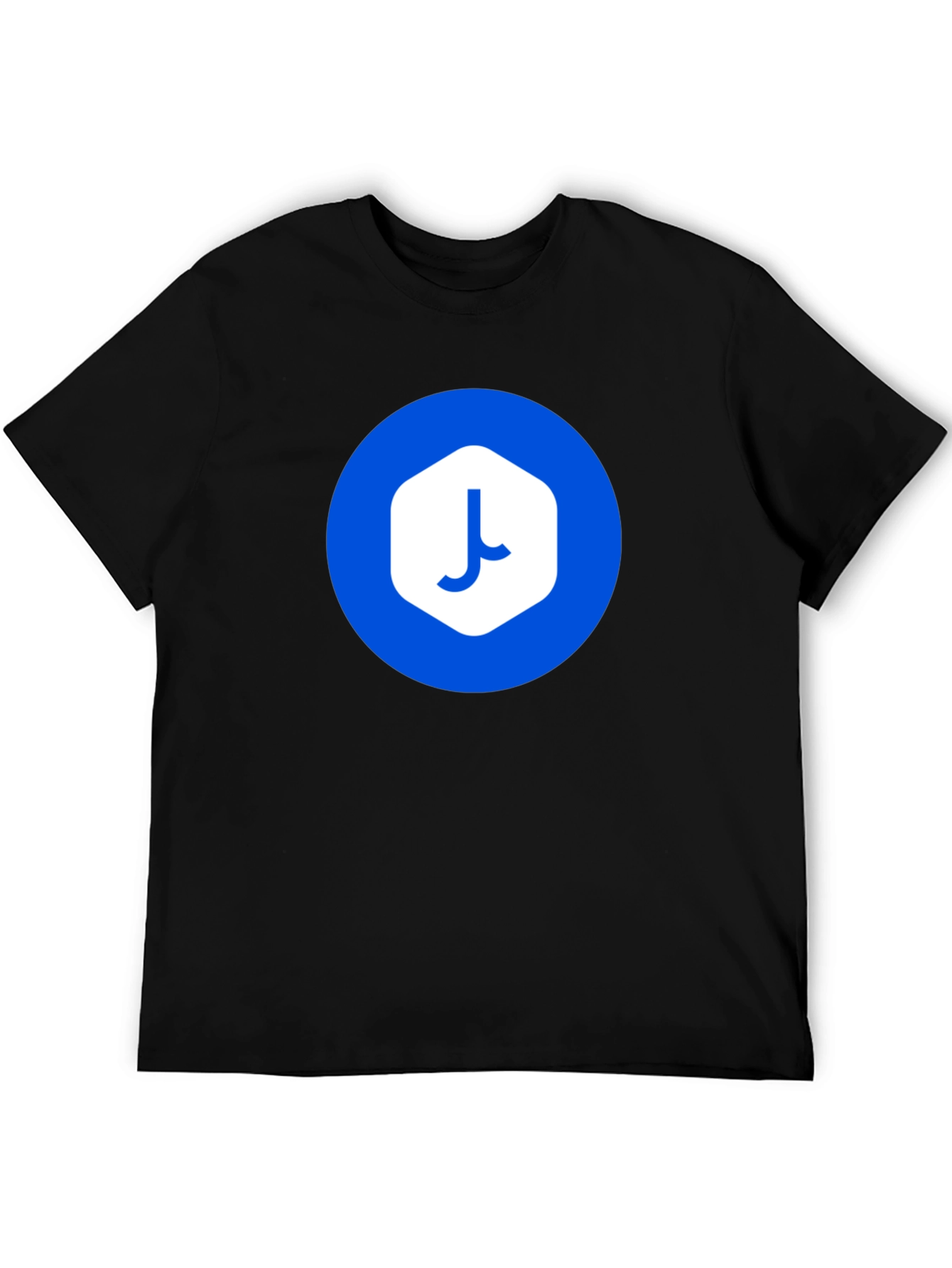 Modern Black T-Shirt with Abstract Blue Logo