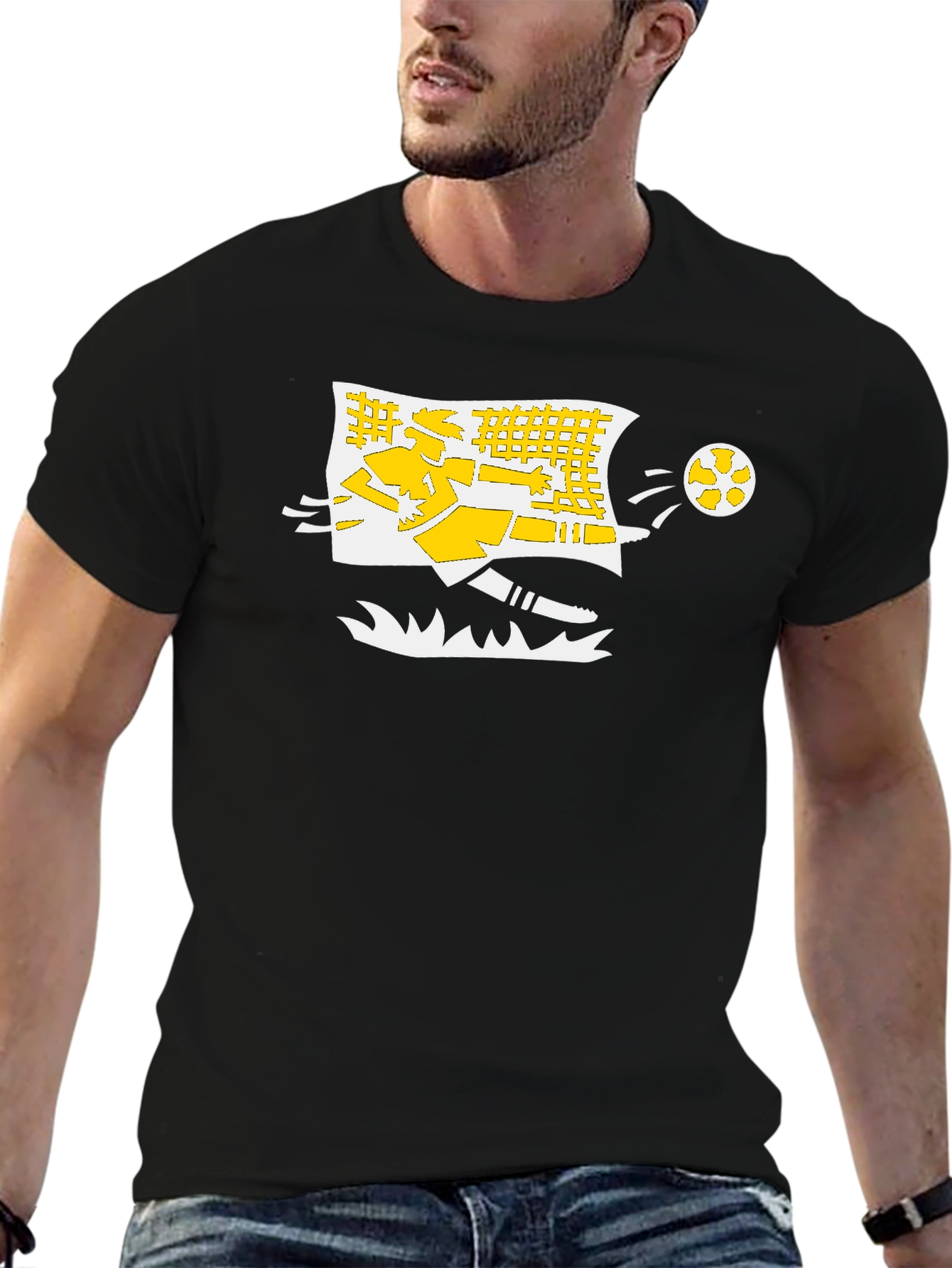 Soccer Kick T-Shirt - Black Cotton Graphic Tee