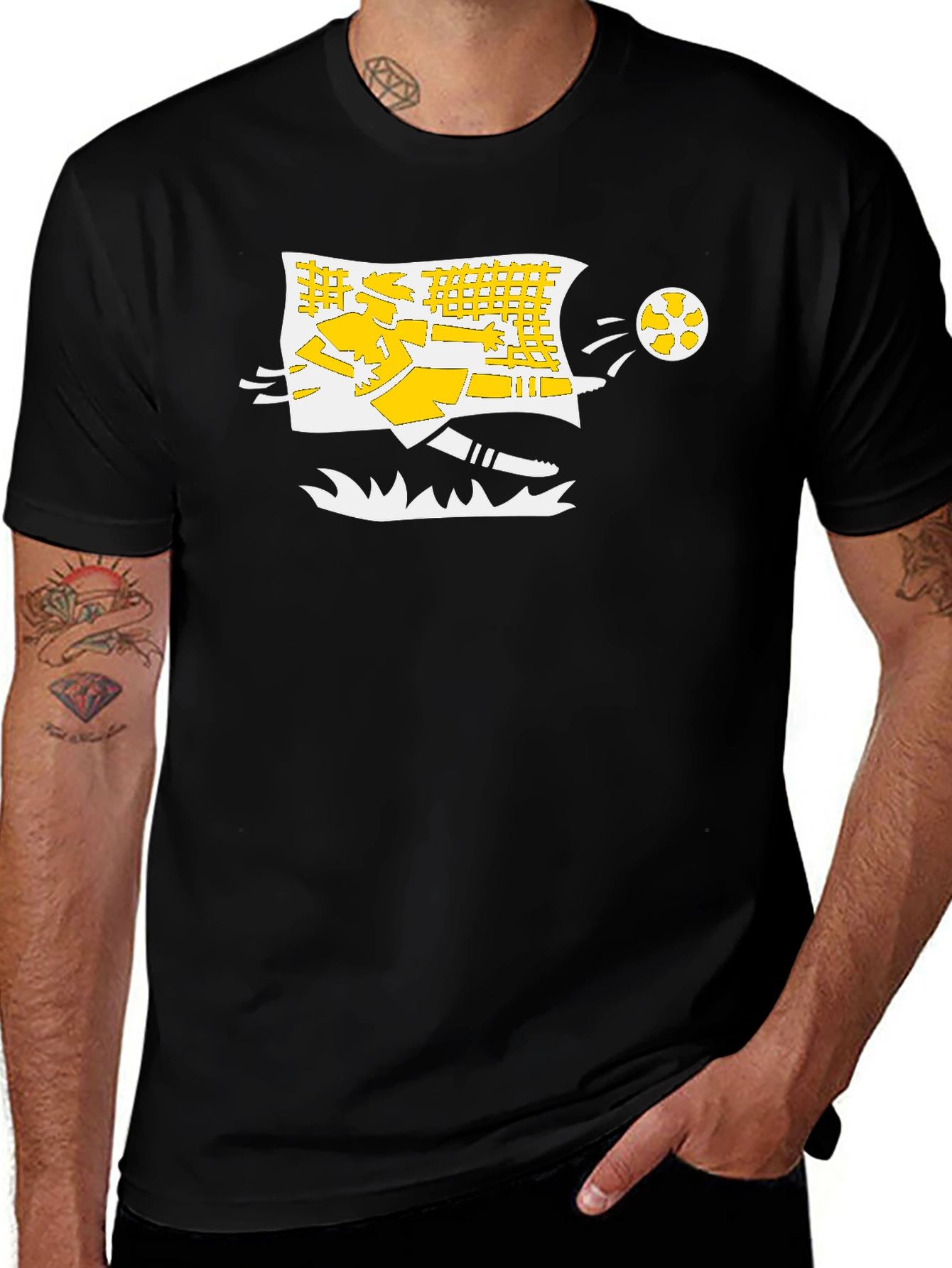 Soccer Kick T-Shirt - Black Cotton Graphic Tee