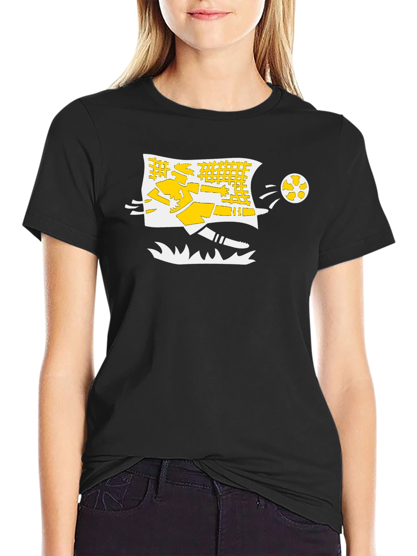 Soccer Kick T-Shirt - Black Cotton Graphic Tee