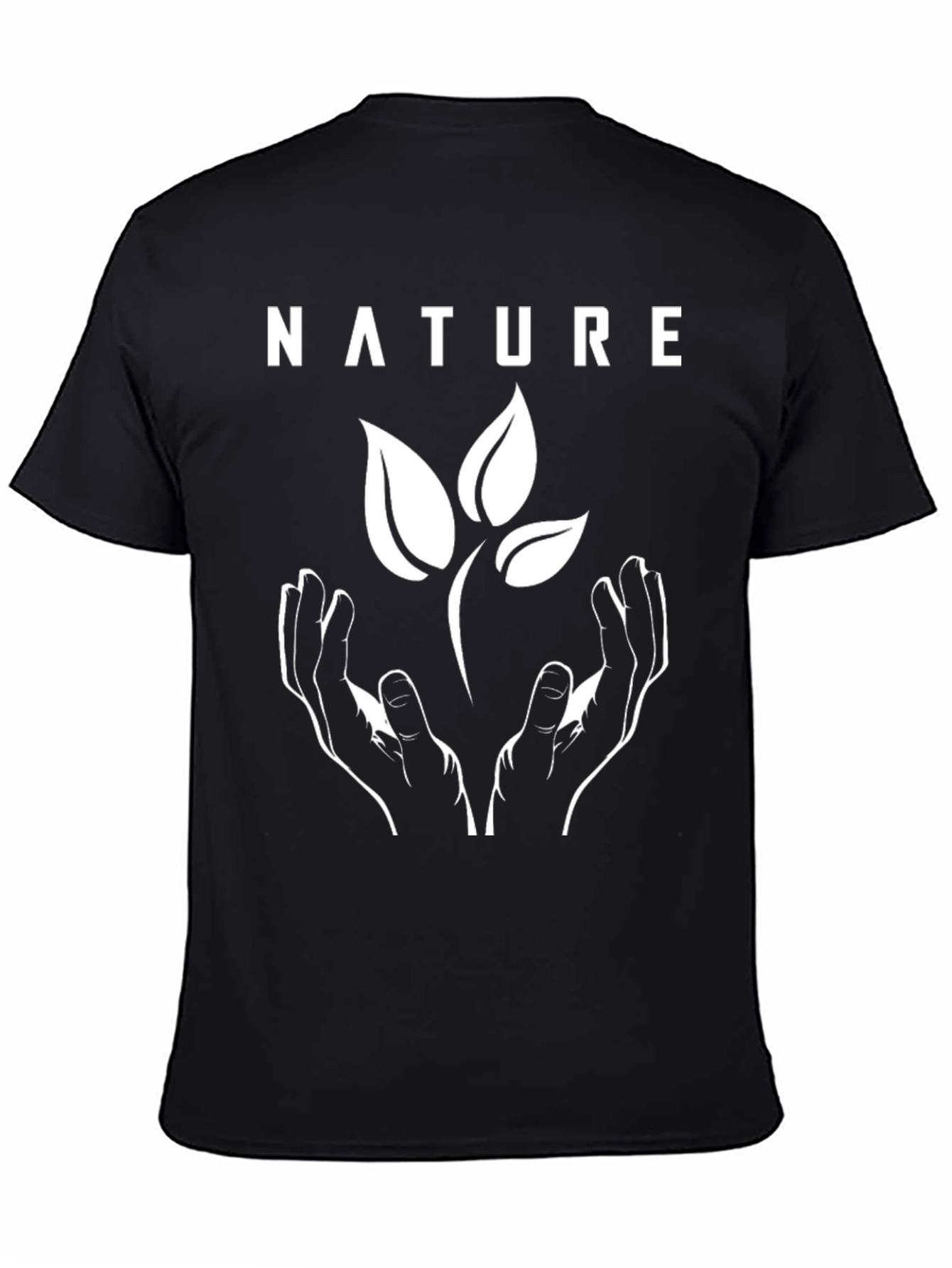 Nature T-Shirt - Hands Holding Plant - Black