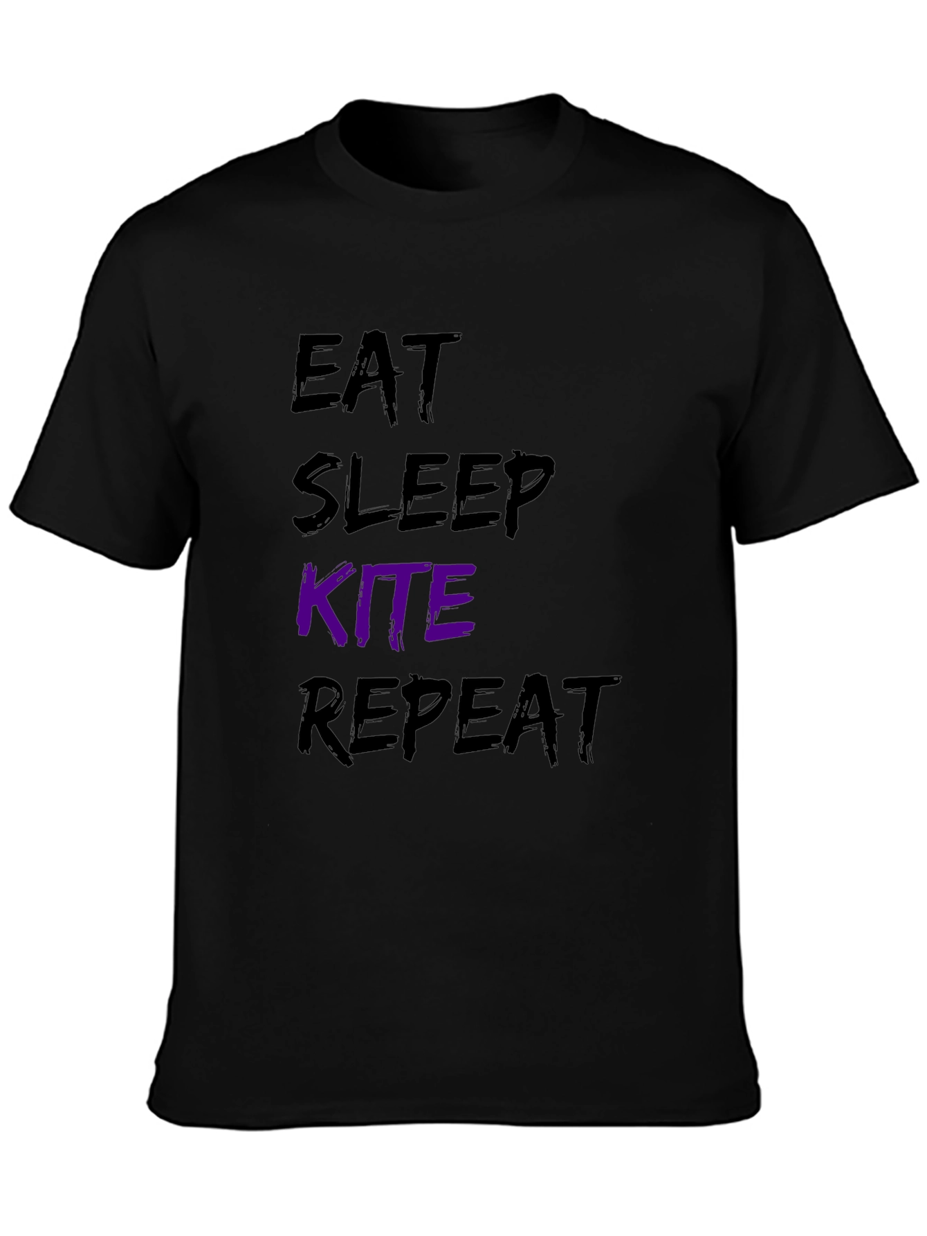 Eat Sleep Kite Repeat Black Graphic T-Shirt