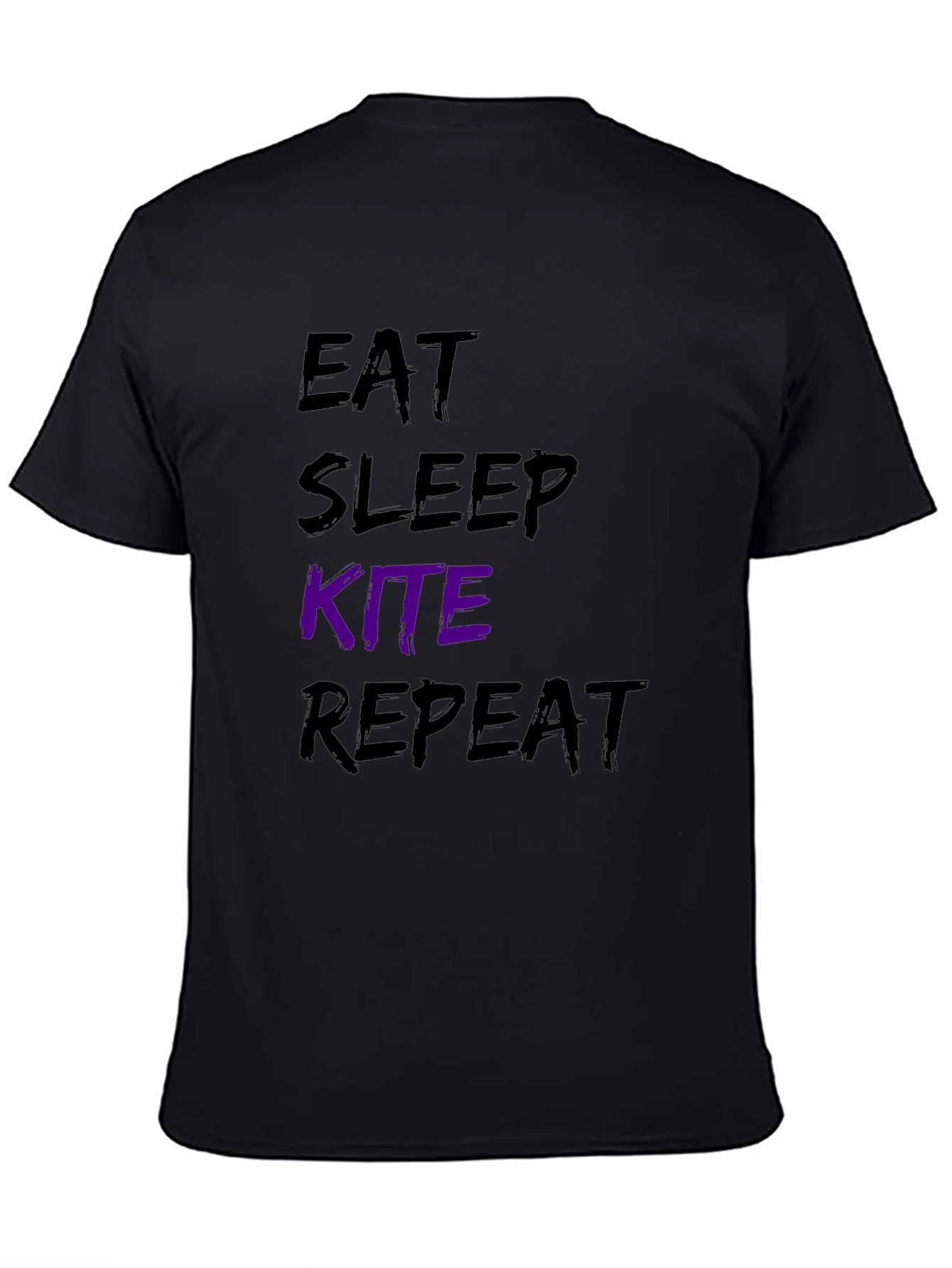Eat Sleep Kite Repeat Black Graphic T-Shirt