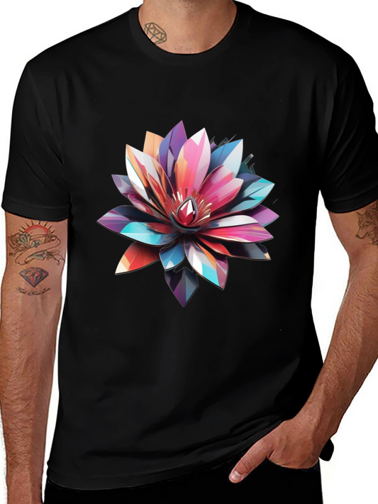 Abstract Floral Graphic Print Tee - Modern Artistic Design