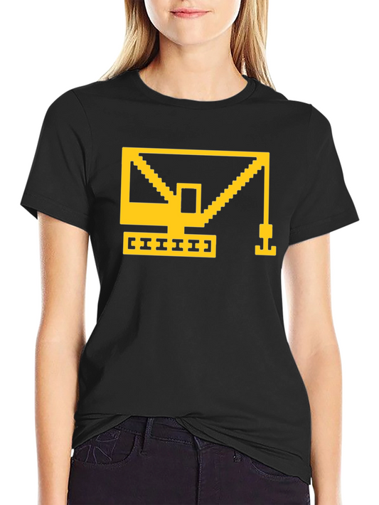 Retro 8-Bit Construction Crane Graphic T-Shirt
