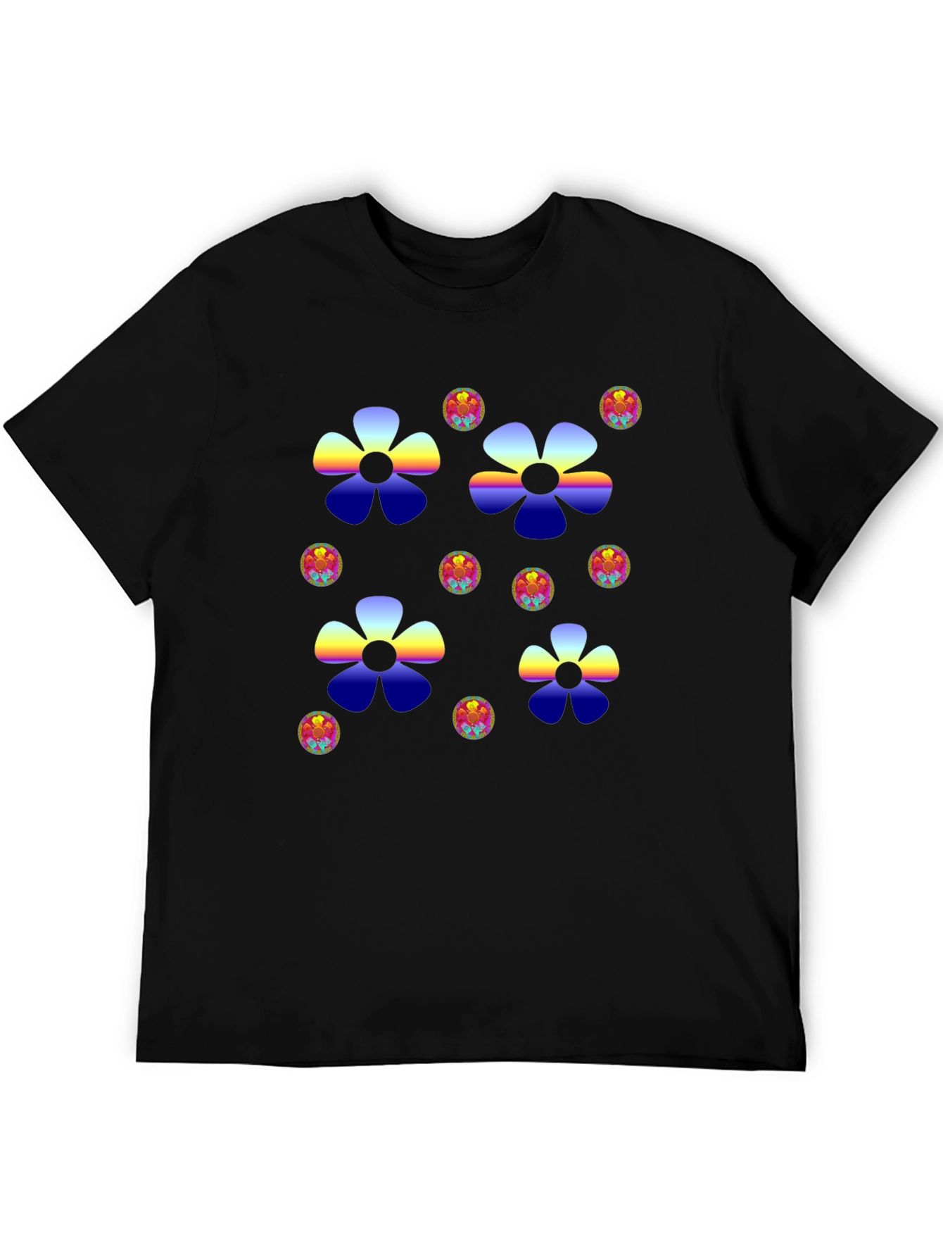 Retro Floral Graphic Tee - Black