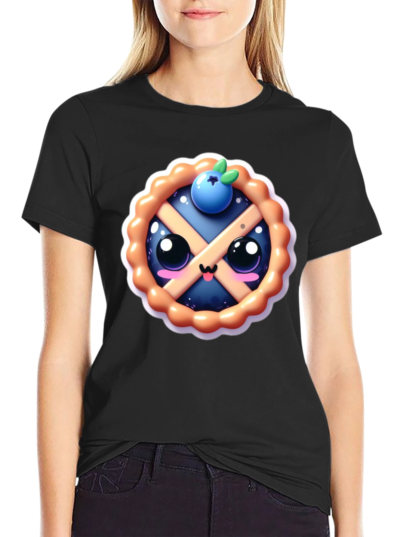 Cute Blueberry Pie Graphic Tee - Sweet Style