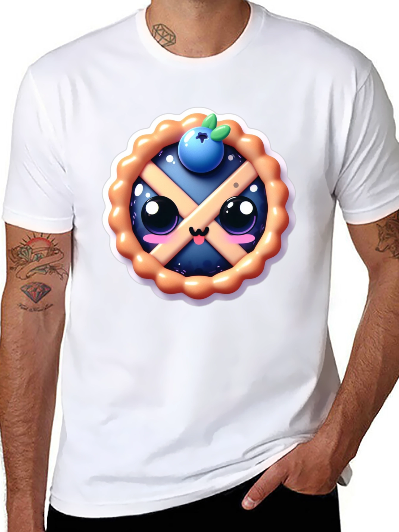Cute Blueberry Pie Graphic Tee - Sweet Style
