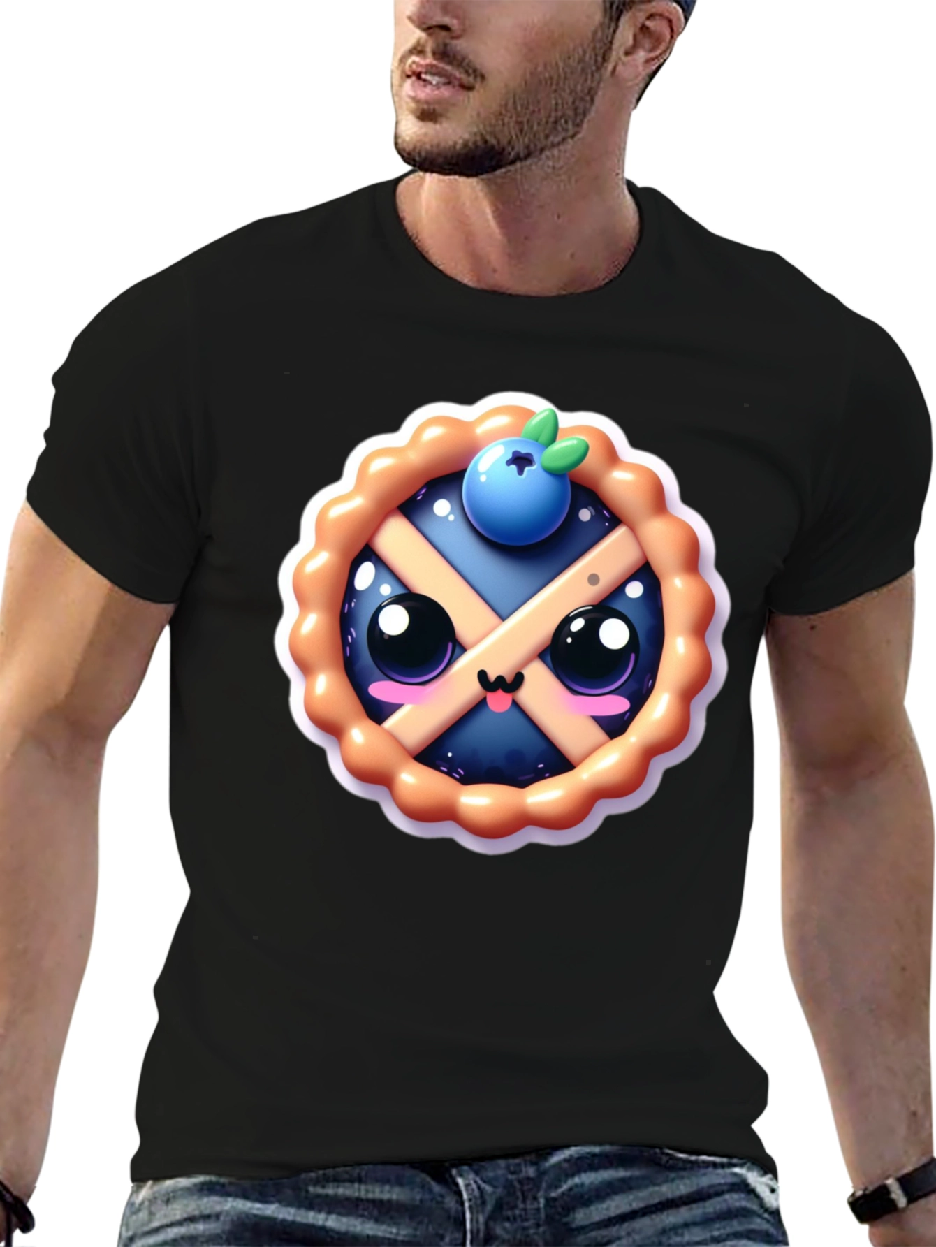 Cute Blueberry Pie Graphic Tee - Sweet Style