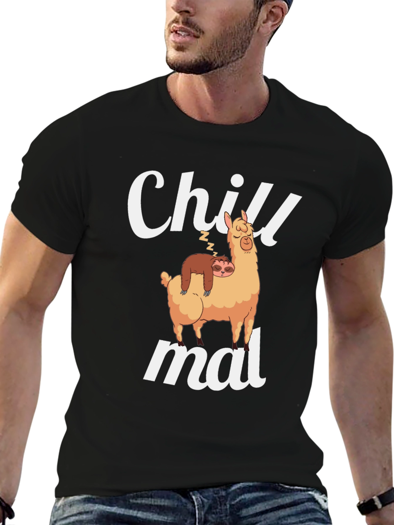 Chill Mal T-Shirt - Llama and Sloth Black Tee