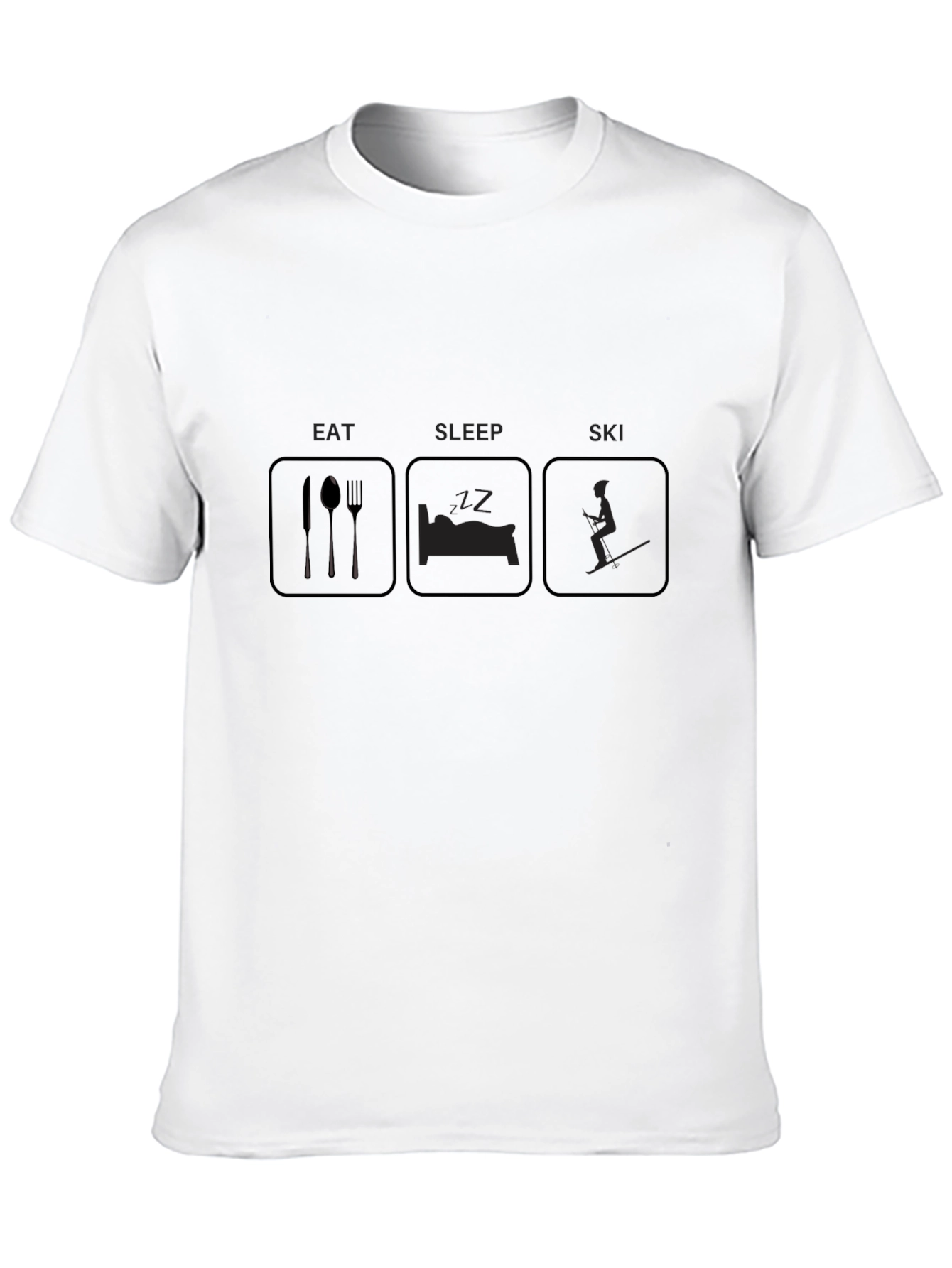 Eat Sleep Ski Black Graphic T-Shirt
