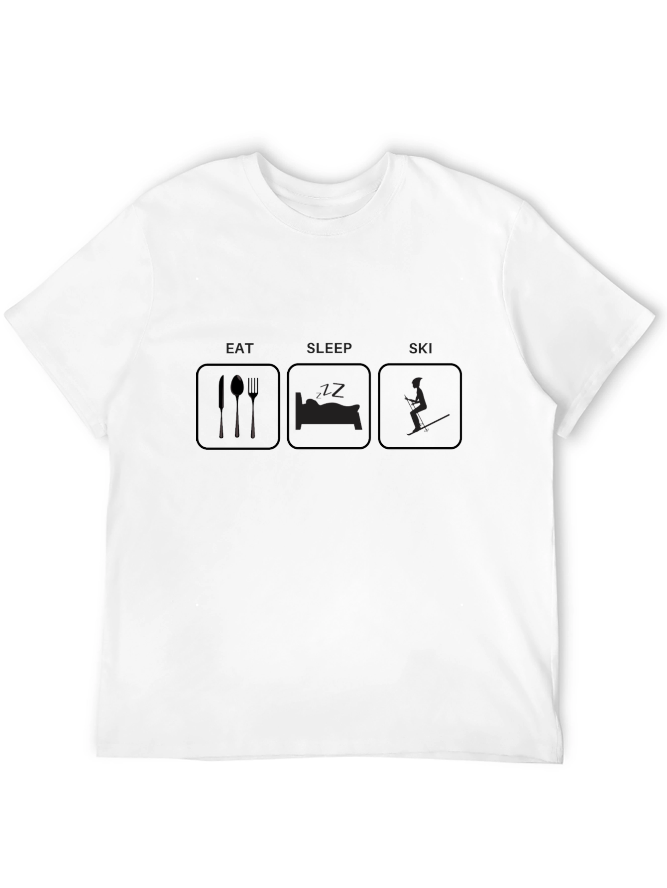 Eat Sleep Ski Black Graphic T-Shirt