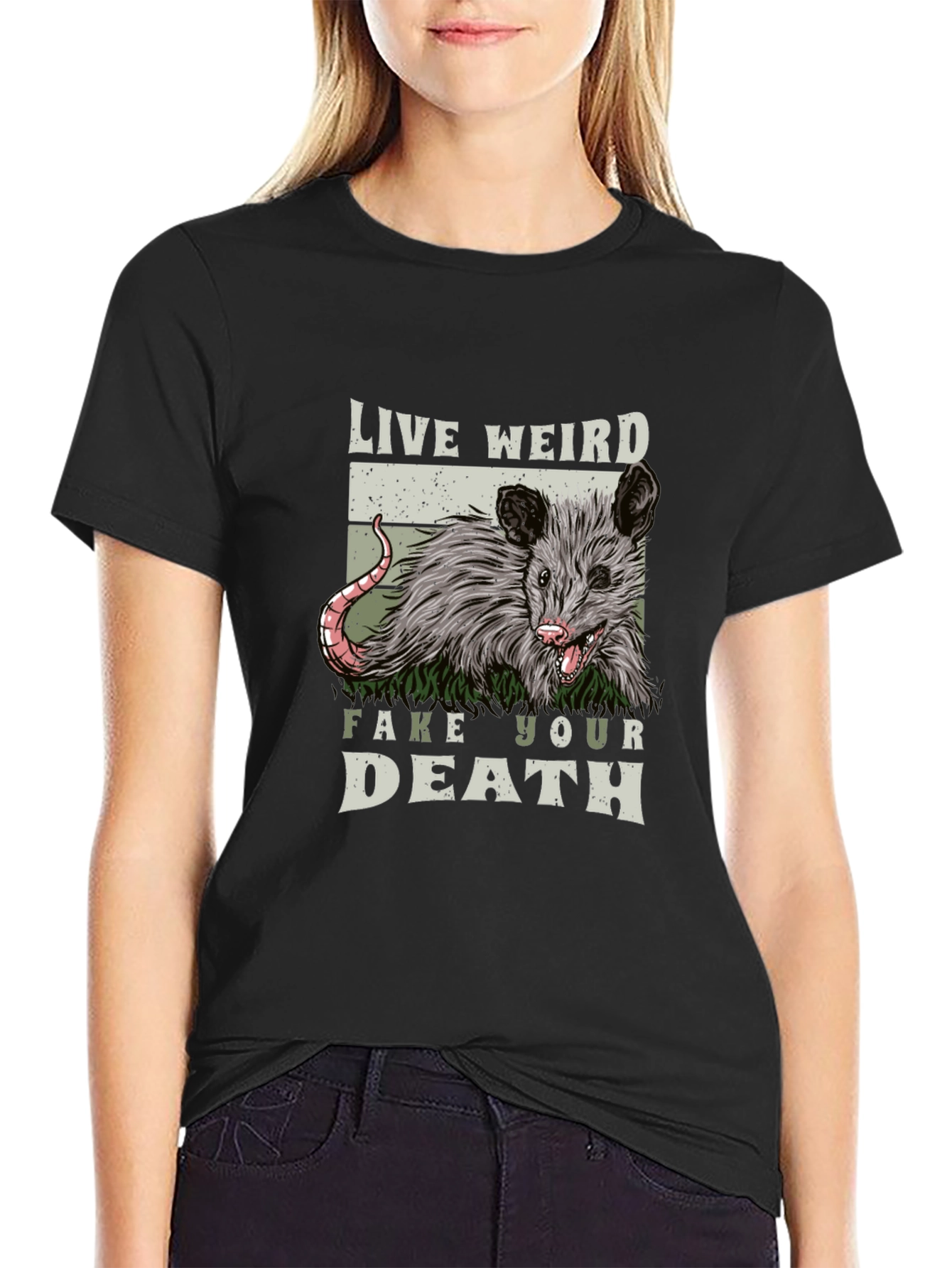 Live Weird Fake Your Death Opossum Tee