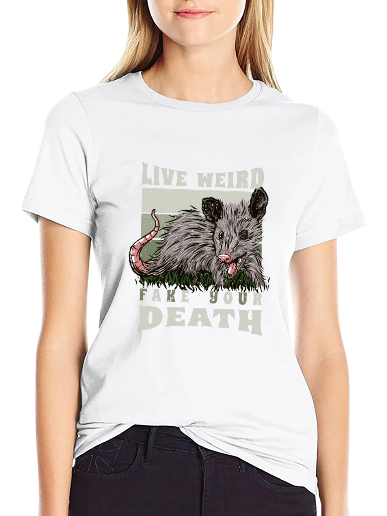 Live Weird Fake Your Death Opossum Tee