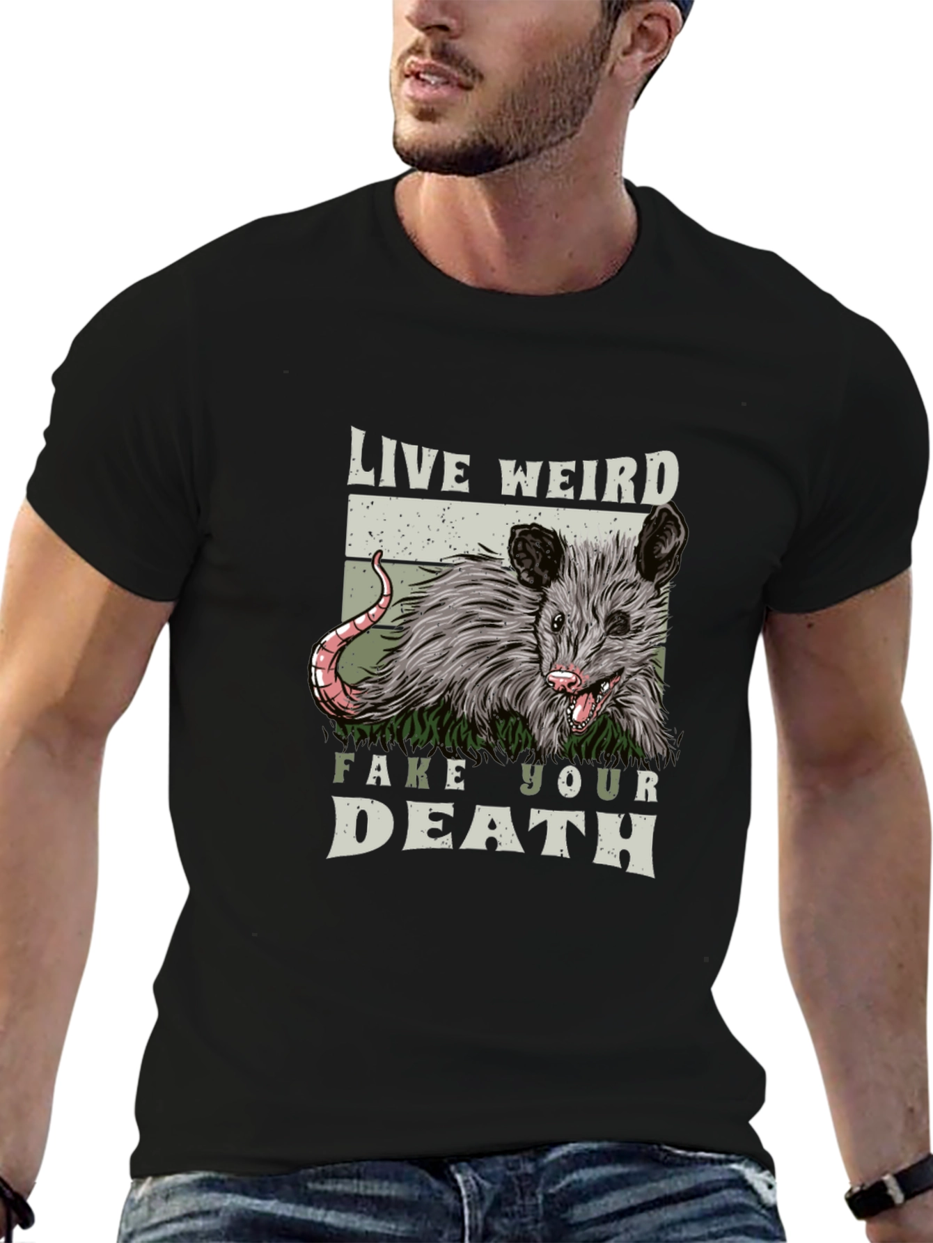 Live Weird Fake Your Death Opossum Tee