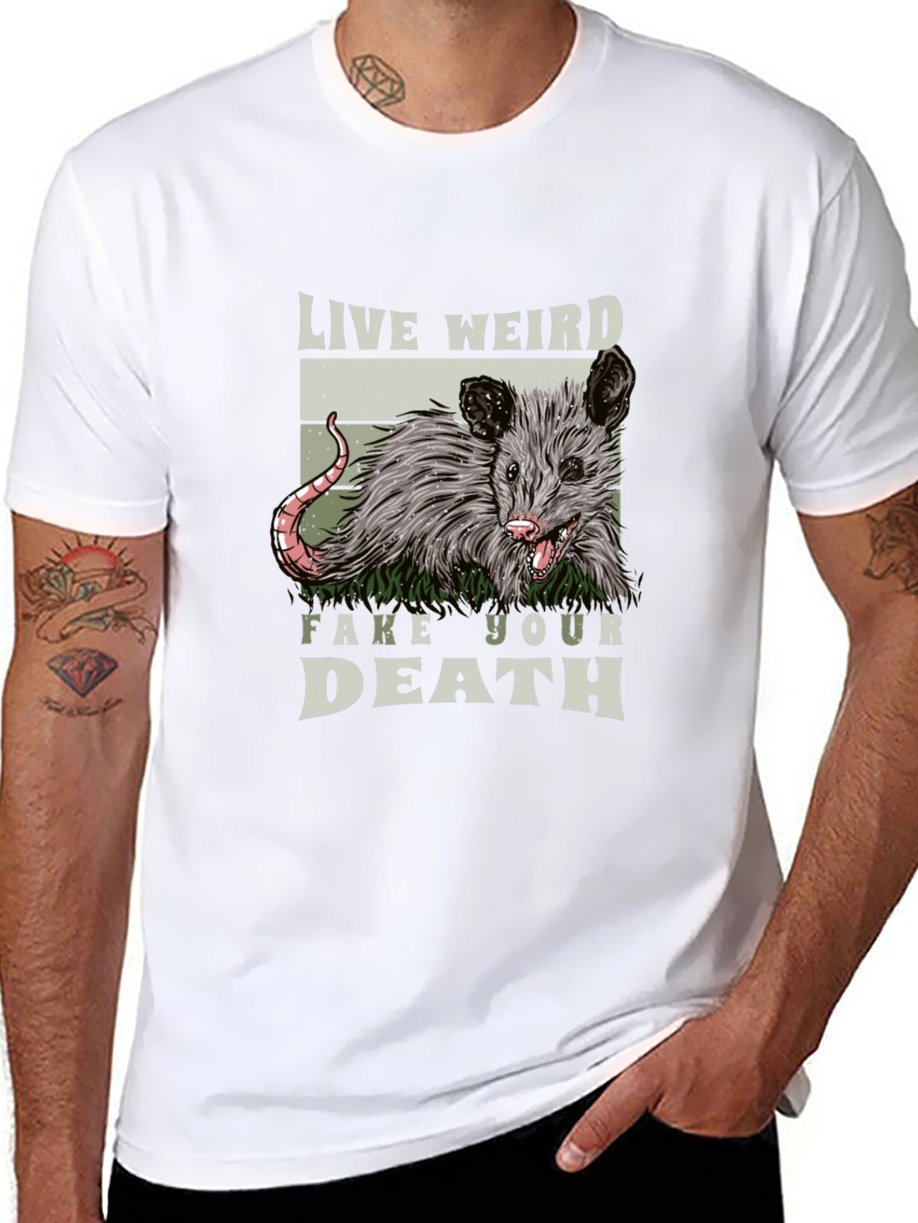 Live Weird Fake Your Death Opossum Tee