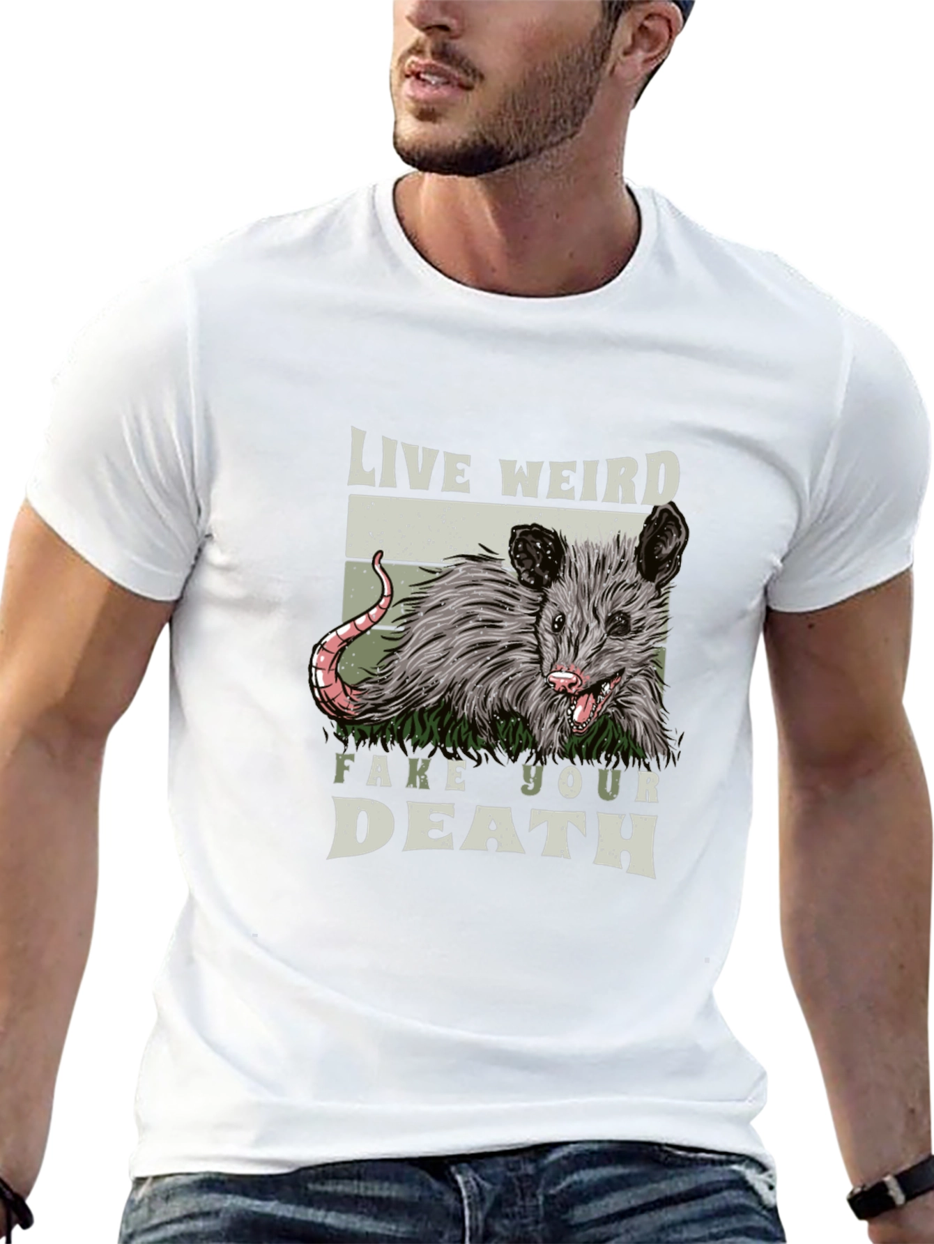 Live Weird Fake Your Death Opossum Tee