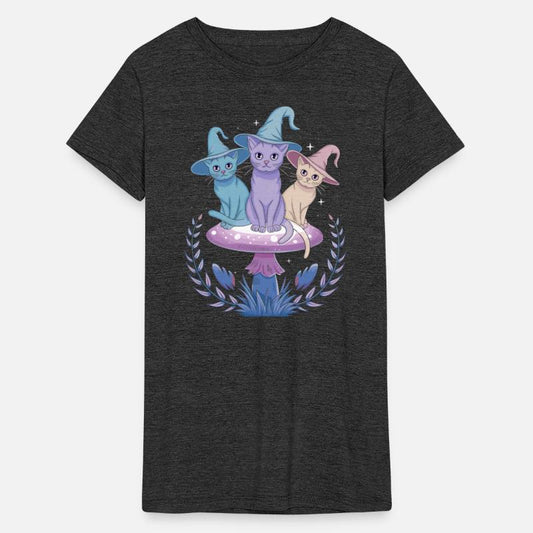 Whimsical Escapism Cat Trio On Magical Mushroom