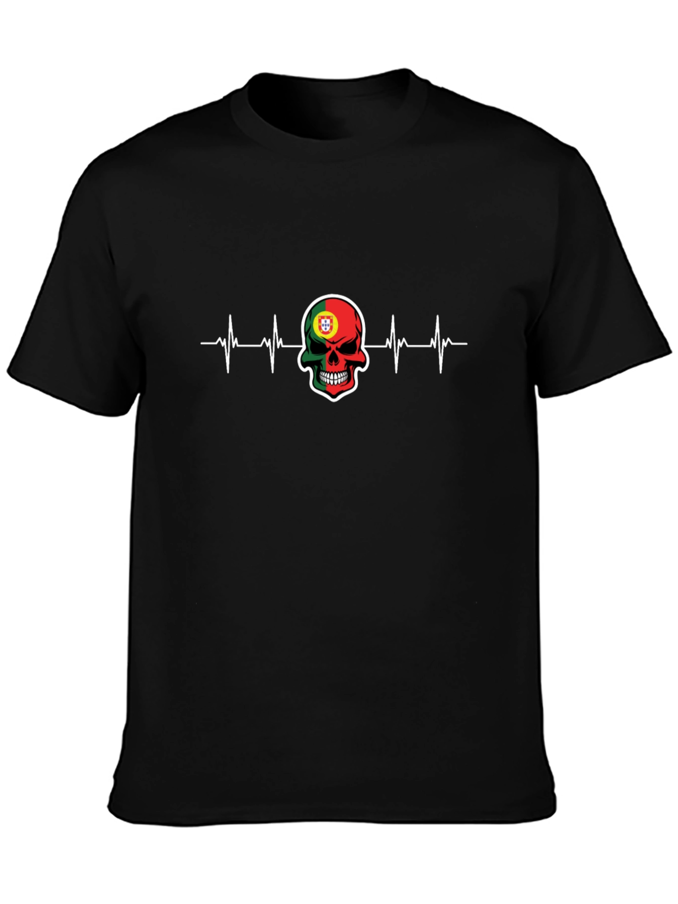Portugal Skull Heartbeat Graphic T-Shirt