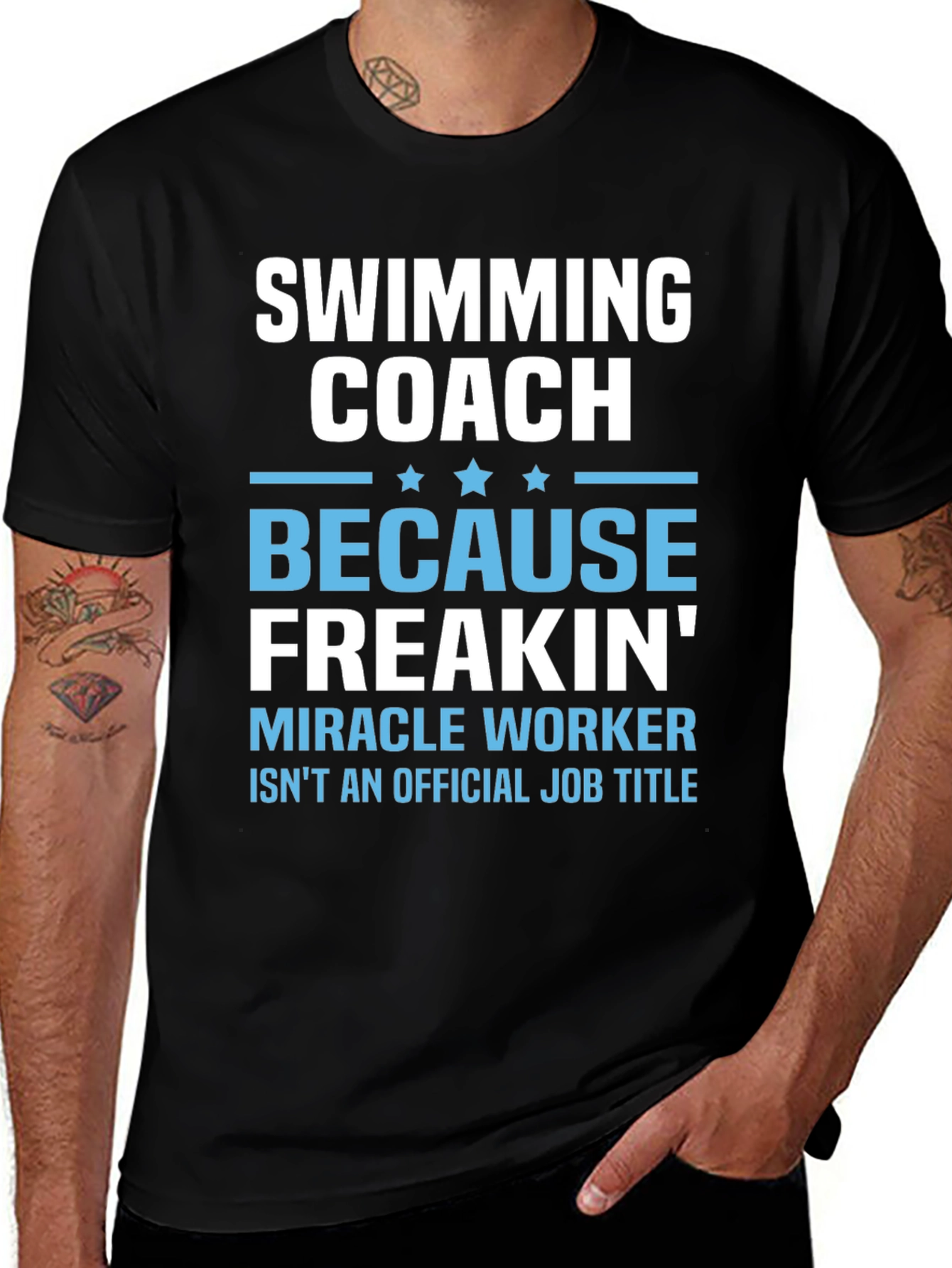 Funny Swimming Coach T-Shirt: Miracle Worker Edition