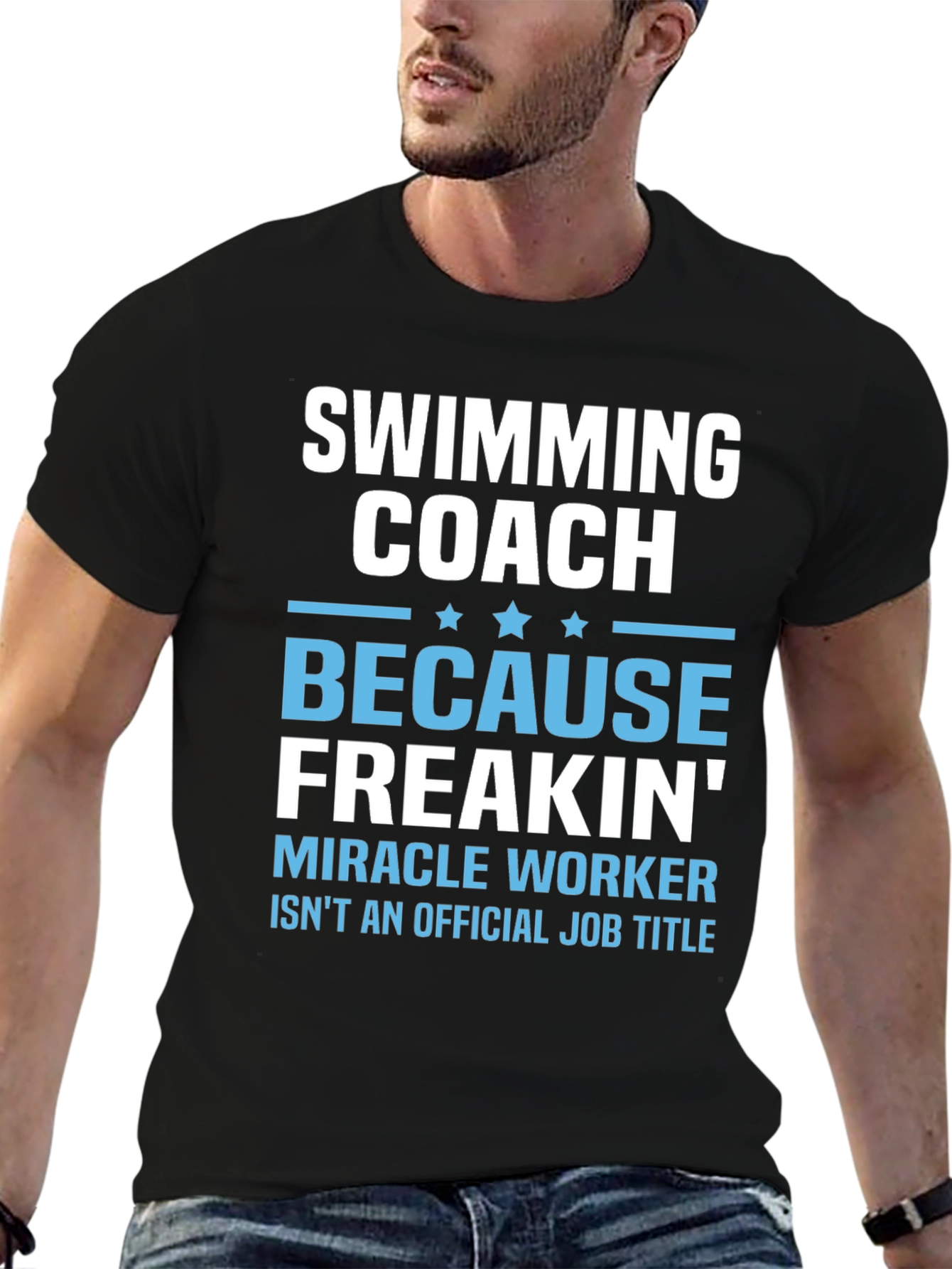 Funny Swimming Coach T-Shirt: Miracle Worker Edition