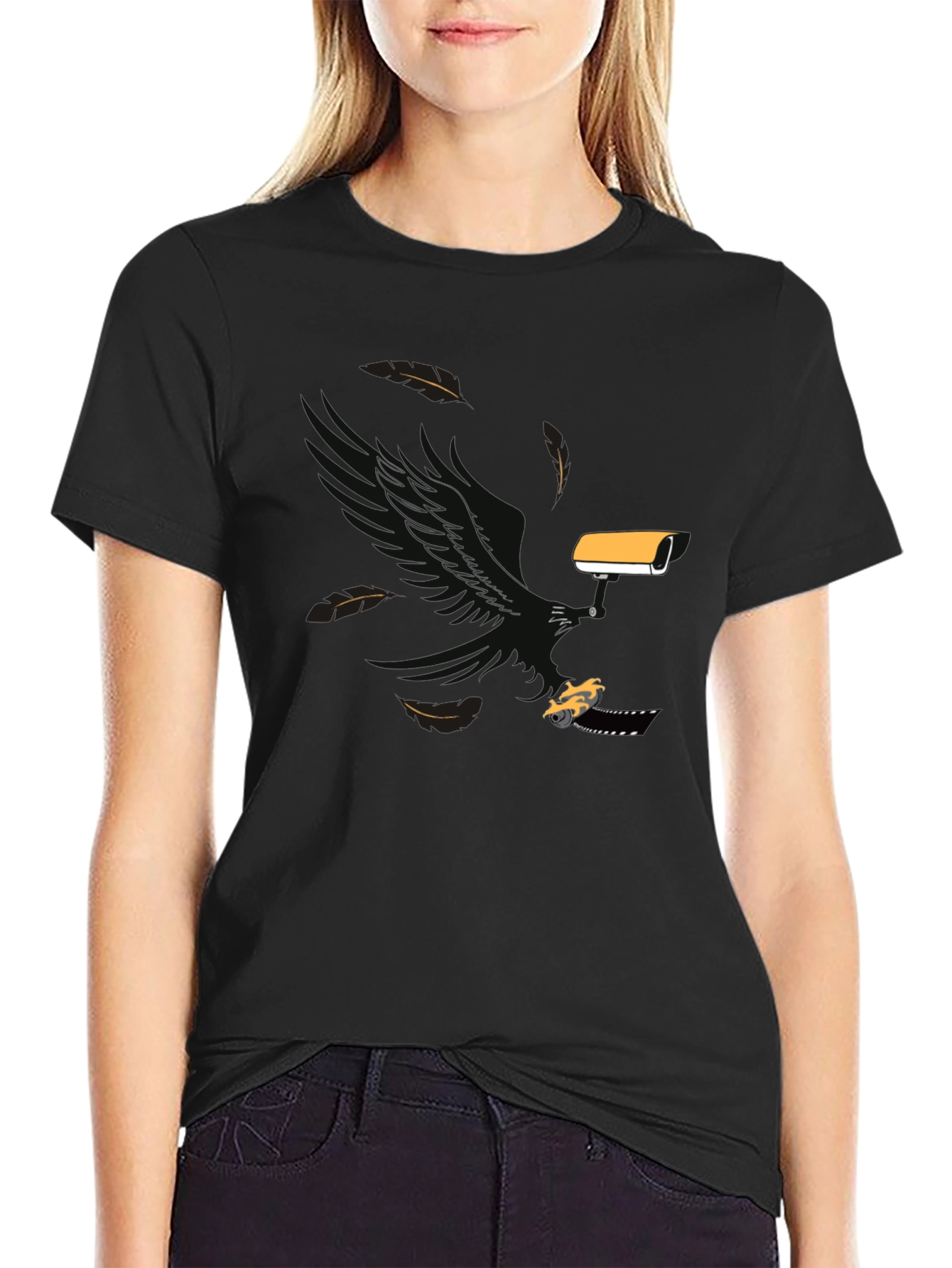 Surveillance T-Shirt: Eagle Camera & Car Graphic Tee