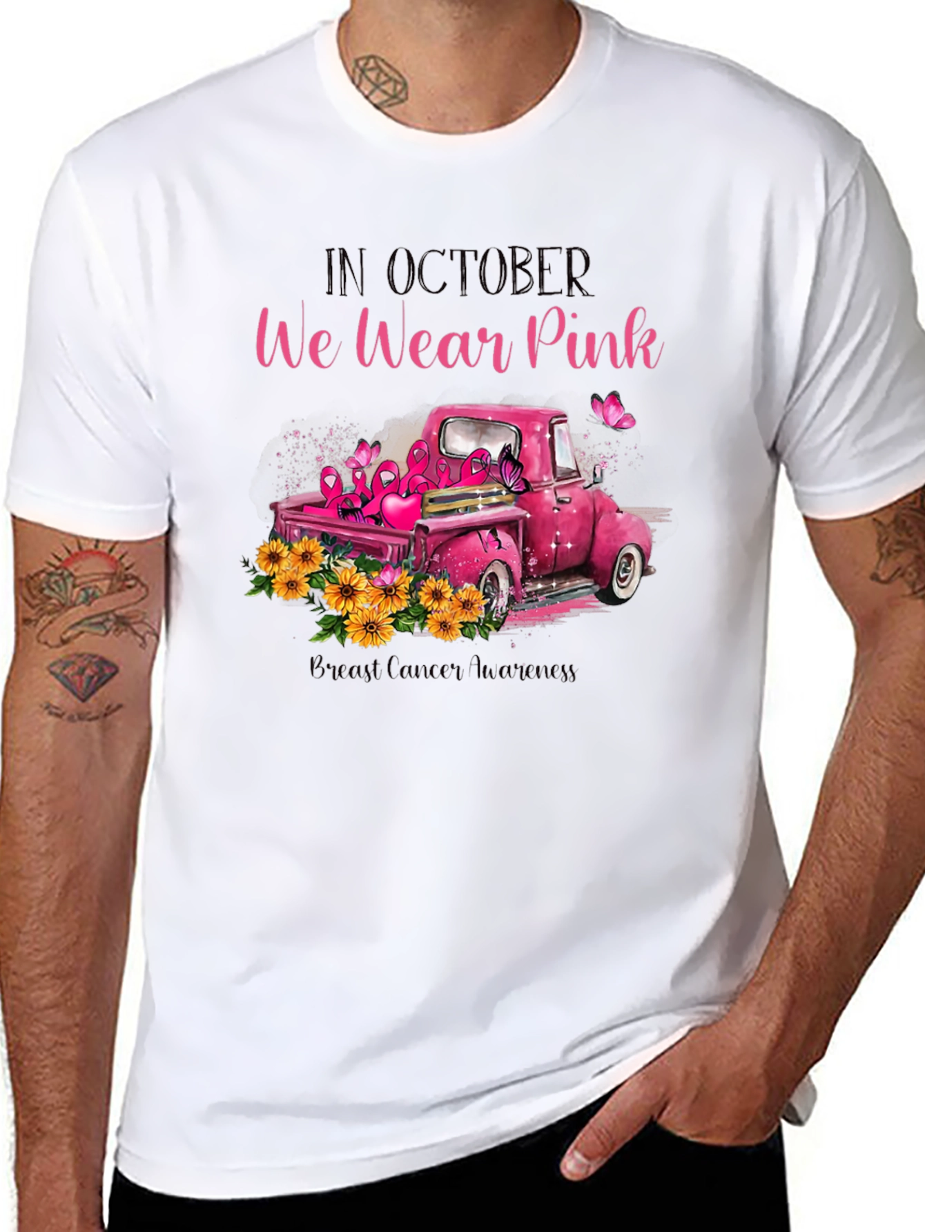 October Pink Ribbon Truck T-Shirt