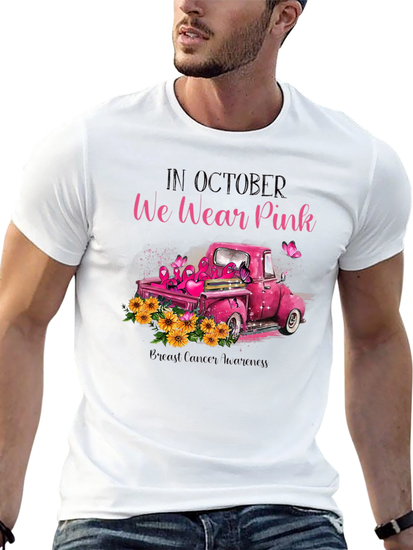 October Pink Ribbon Truck T-Shirt