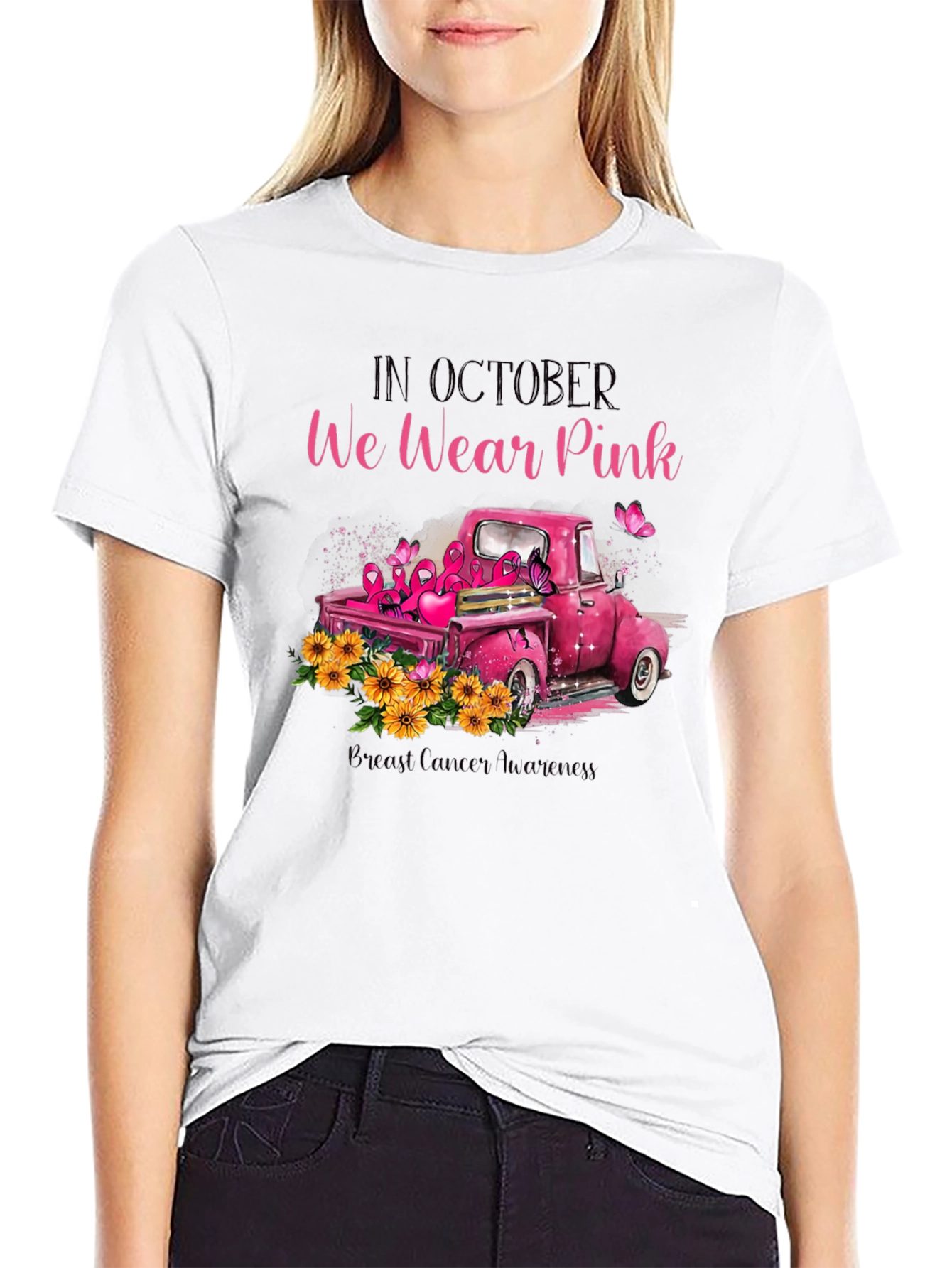 October Pink Ribbon Truck T-Shirt