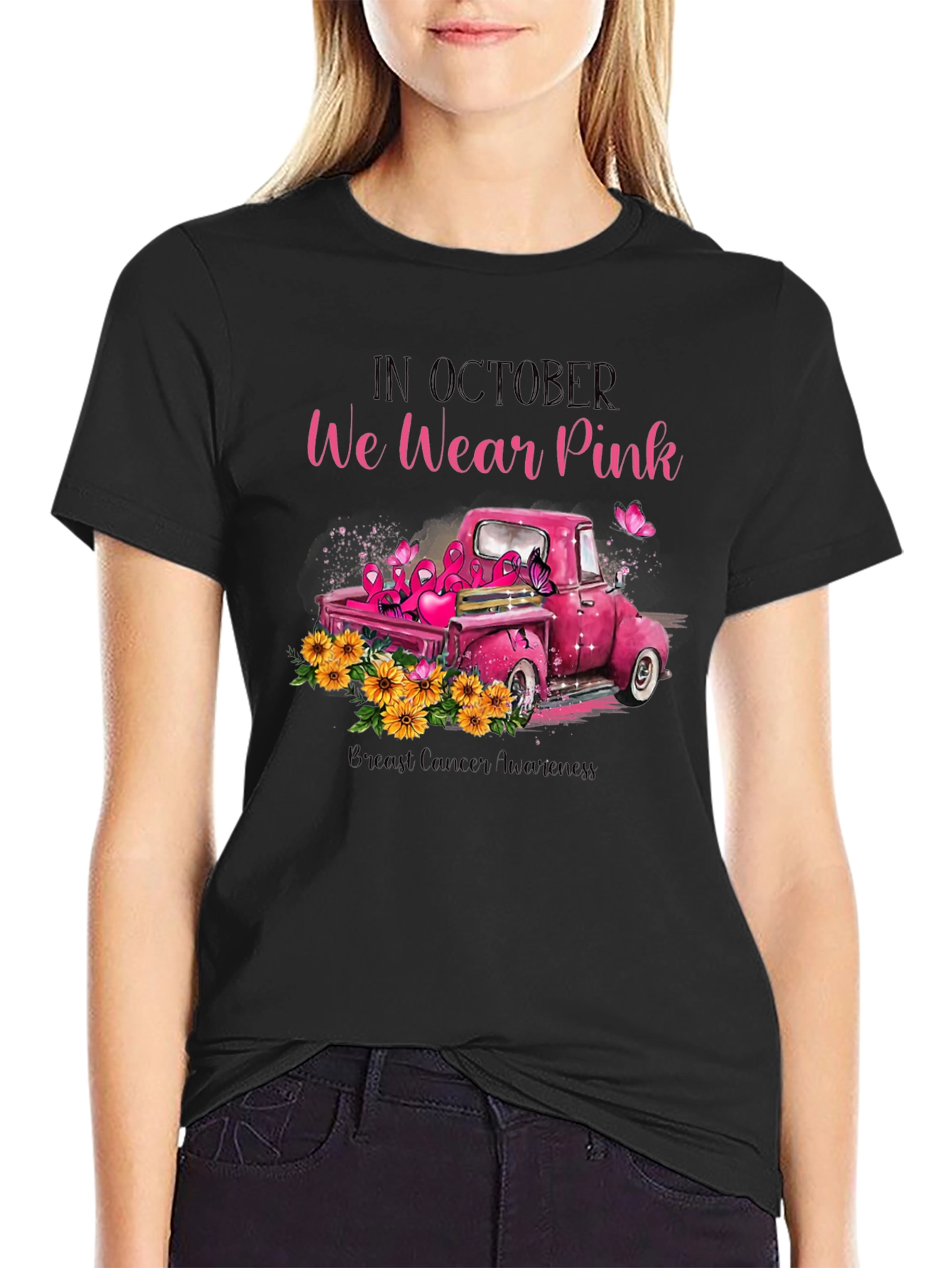 October Pink Ribbon Truck T-Shirt