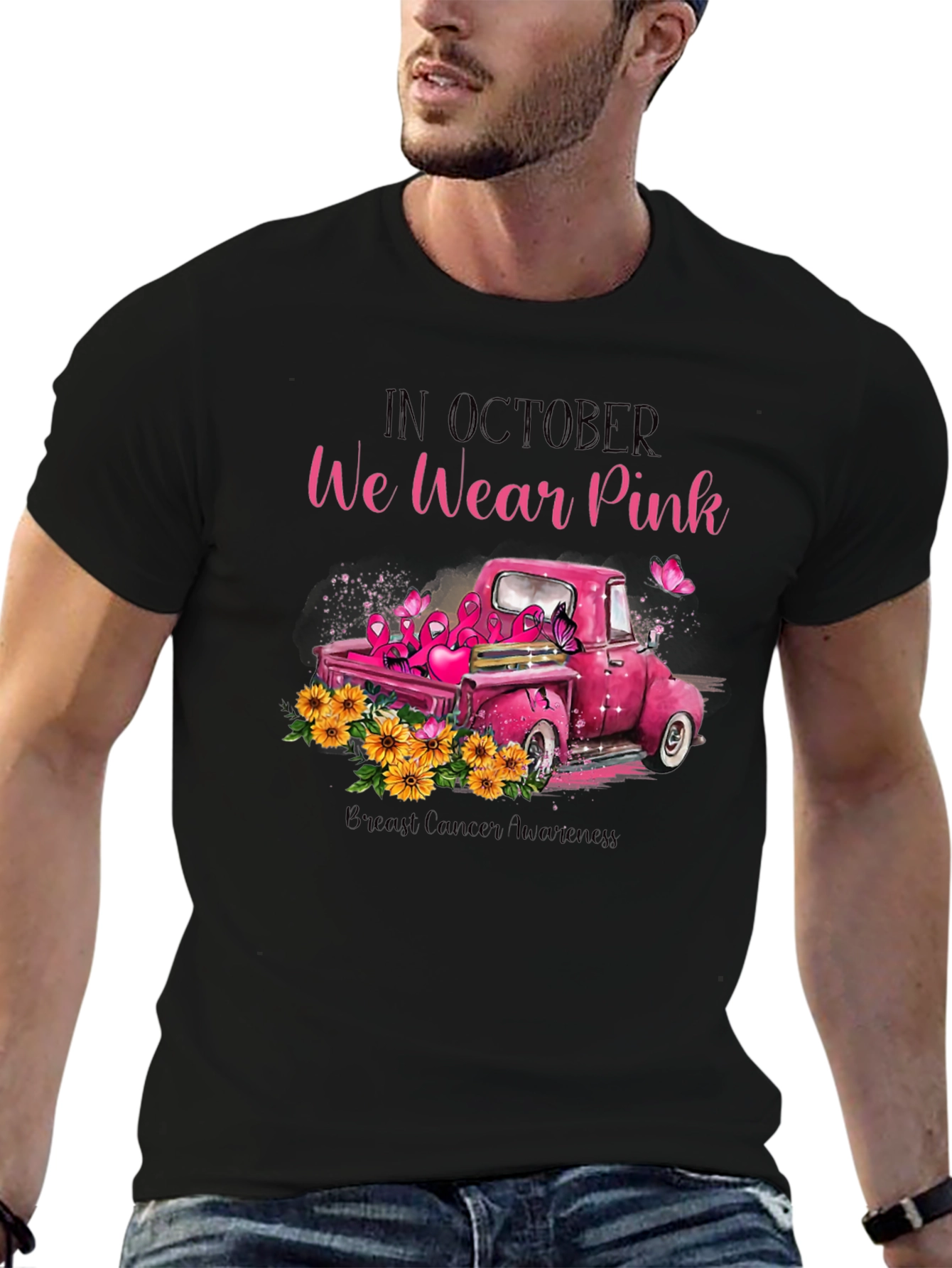 October Pink Ribbon Truck T-Shirt