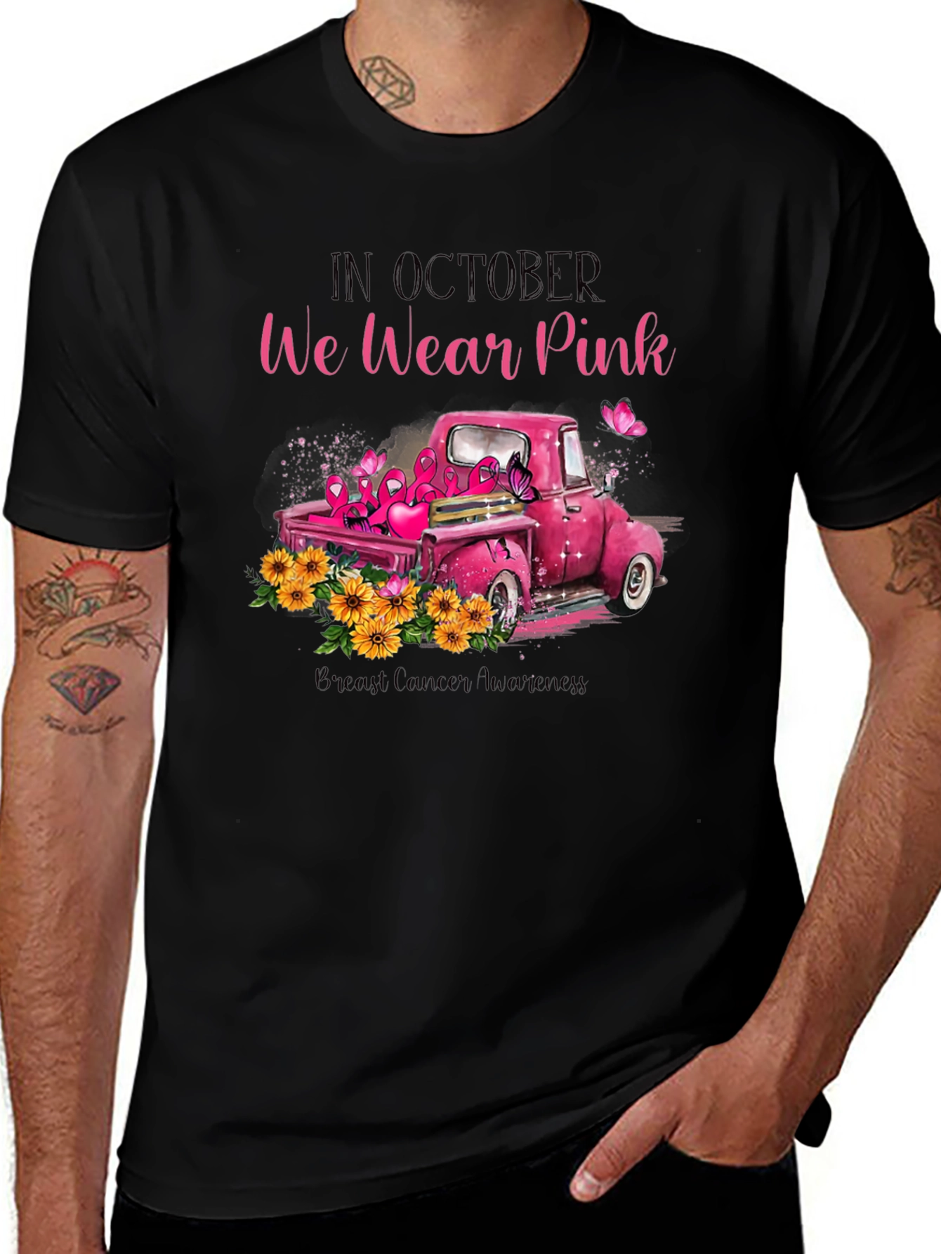October Pink Ribbon Truck T-Shirt