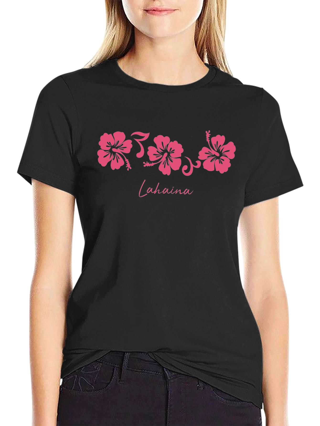 Black Lahaina Hibiscus Graphic Tee