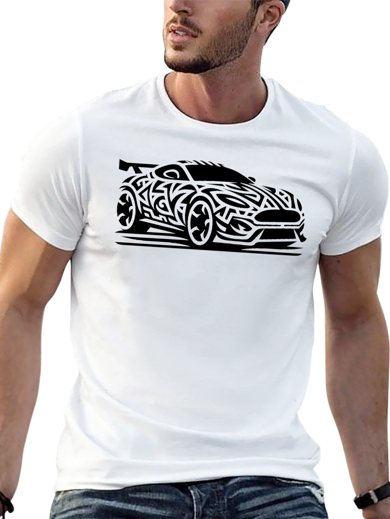 Tribal Car Design Black T-Shirt