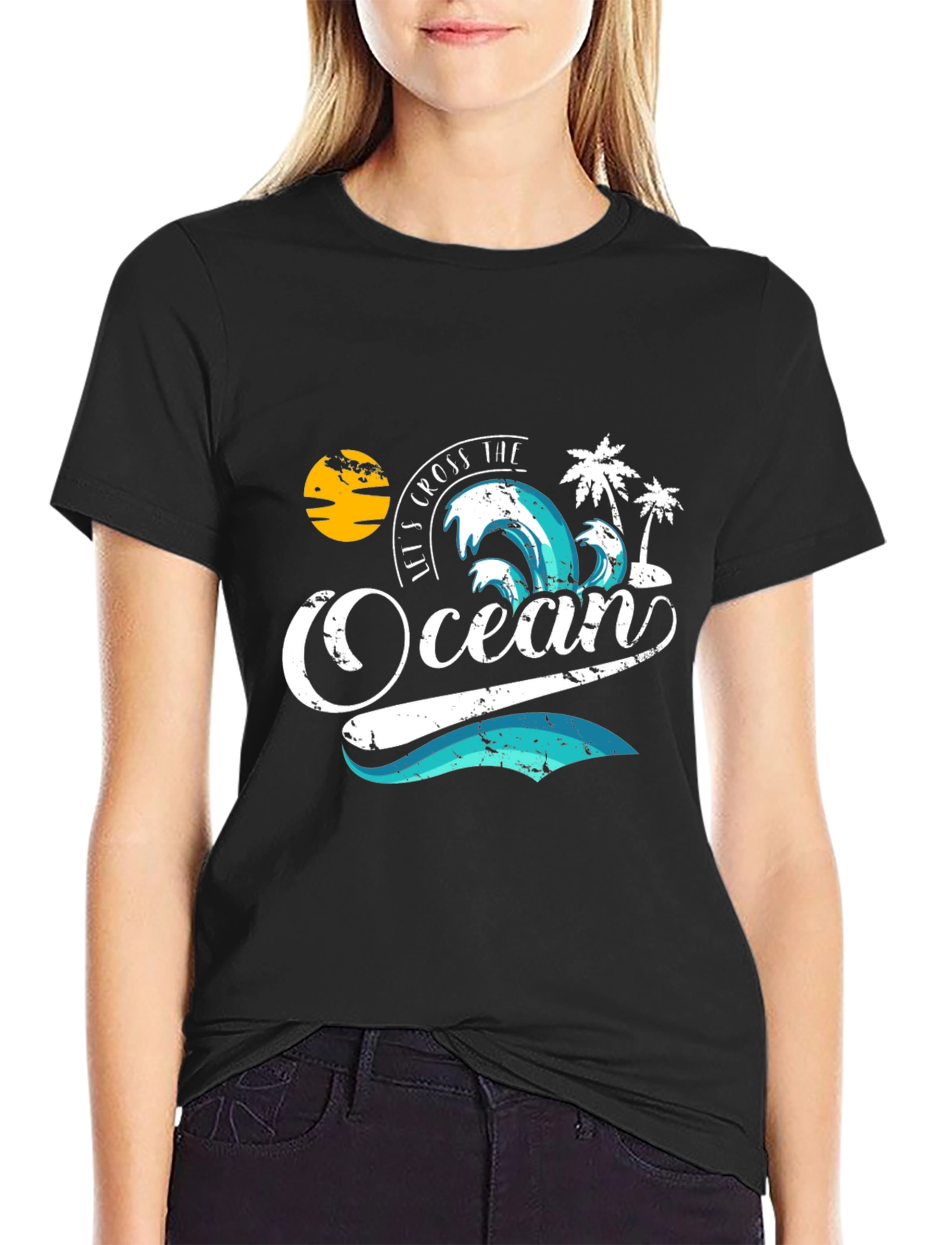 Ocean Wave Graphic Tee - Black T-Shirt