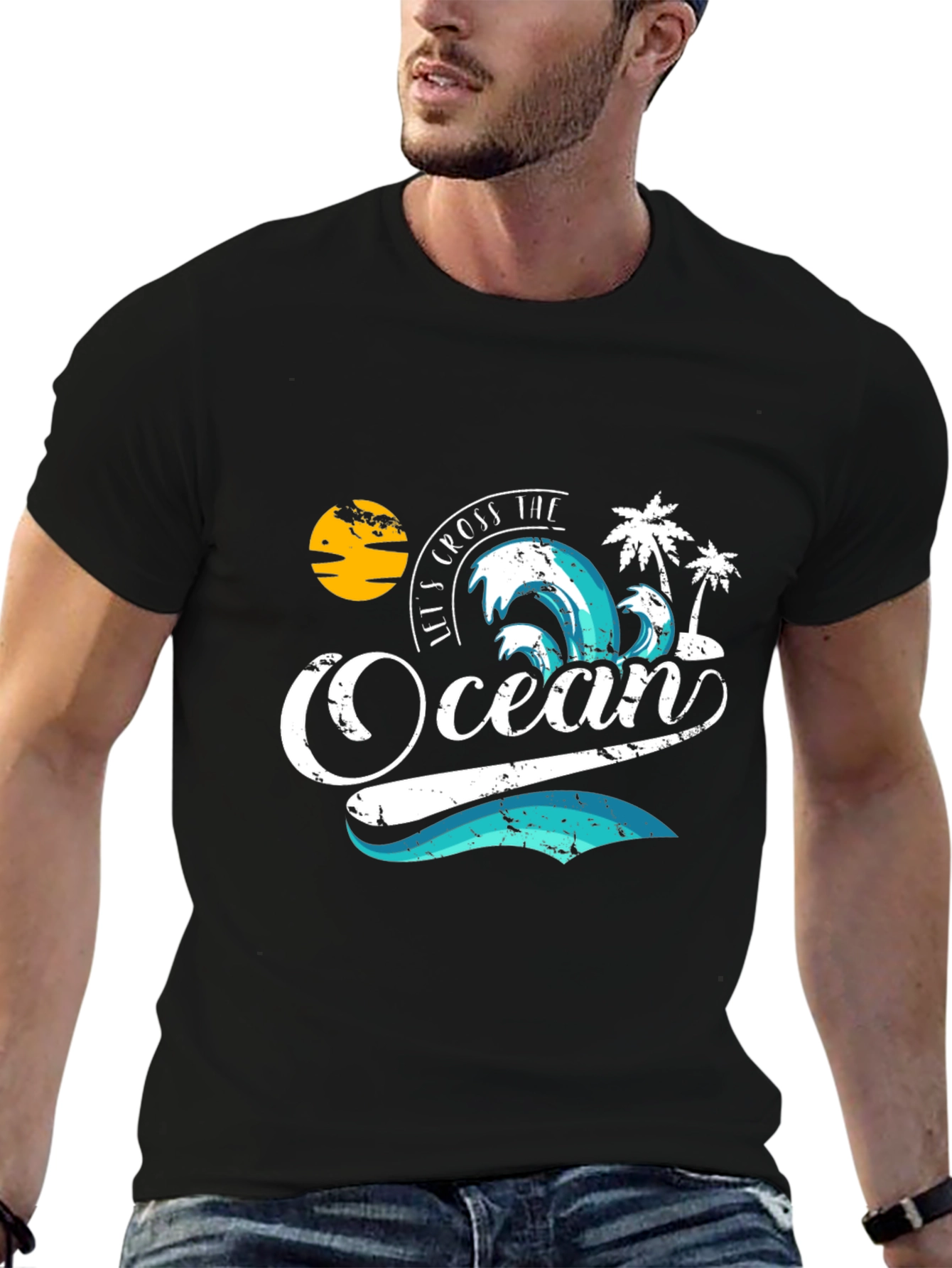 Ocean Wave Graphic Tee - Black T-Shirt