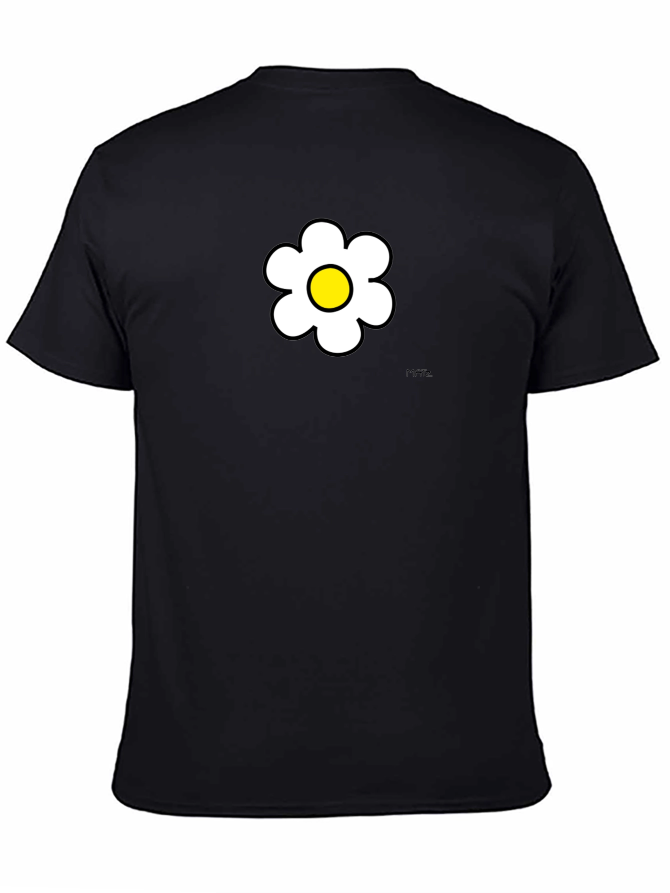 Daisy Flower Graphic Tee - Black Cotton Casual Shirt